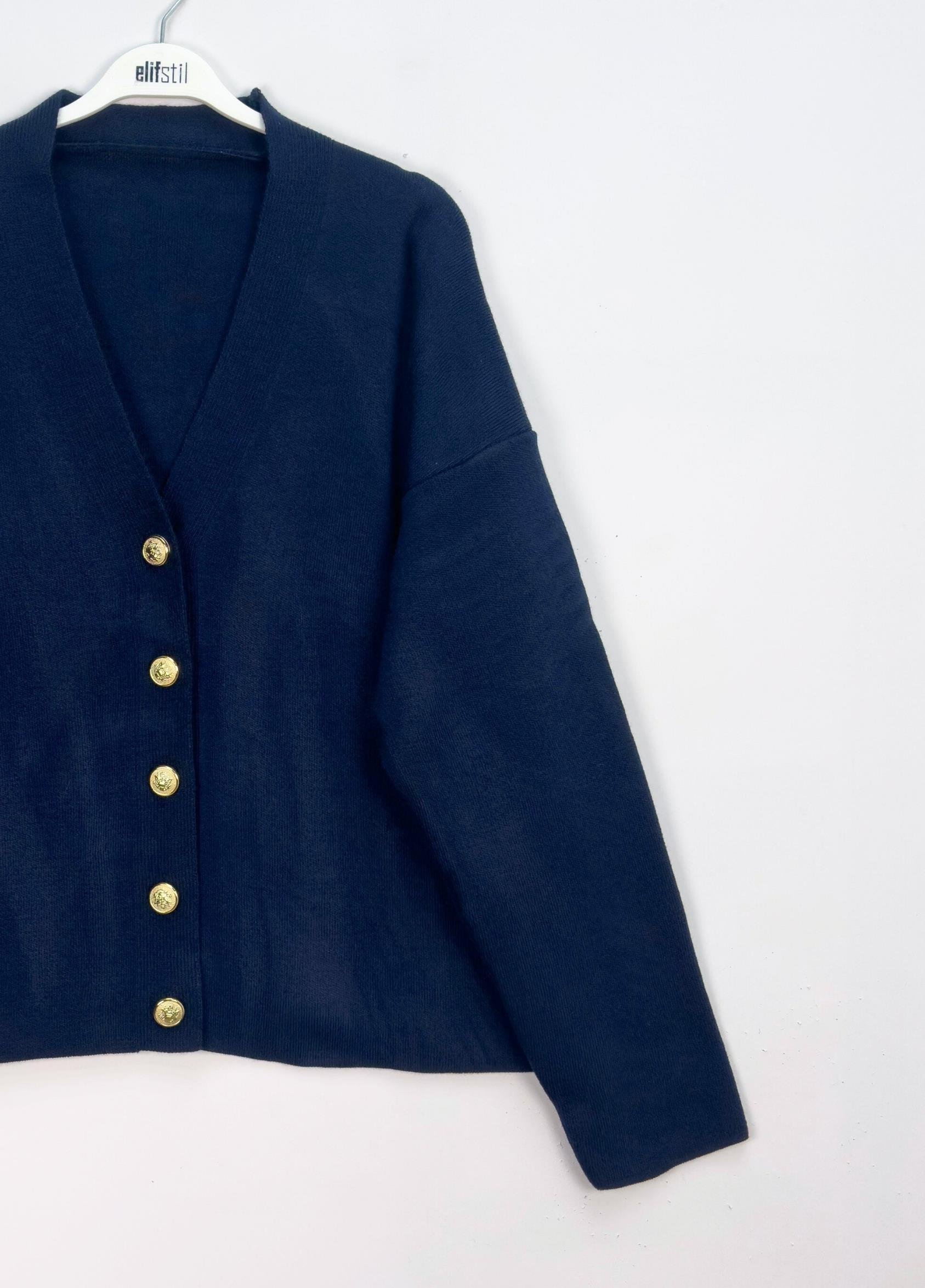 Liya Düğmeli Hırka Lacivert