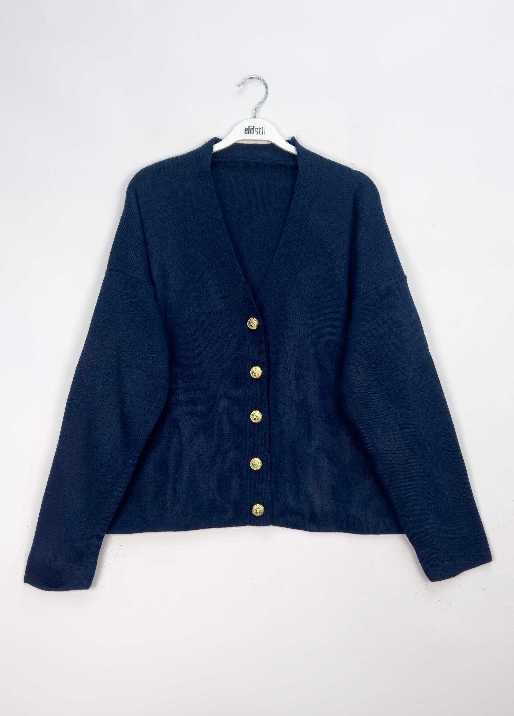 Liya Düğmeli Hırka Lacivert