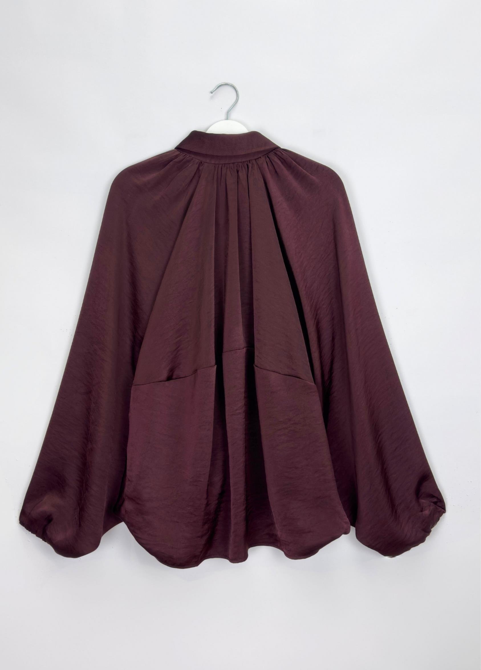 Lunera Saten Bomber ceket Bordo