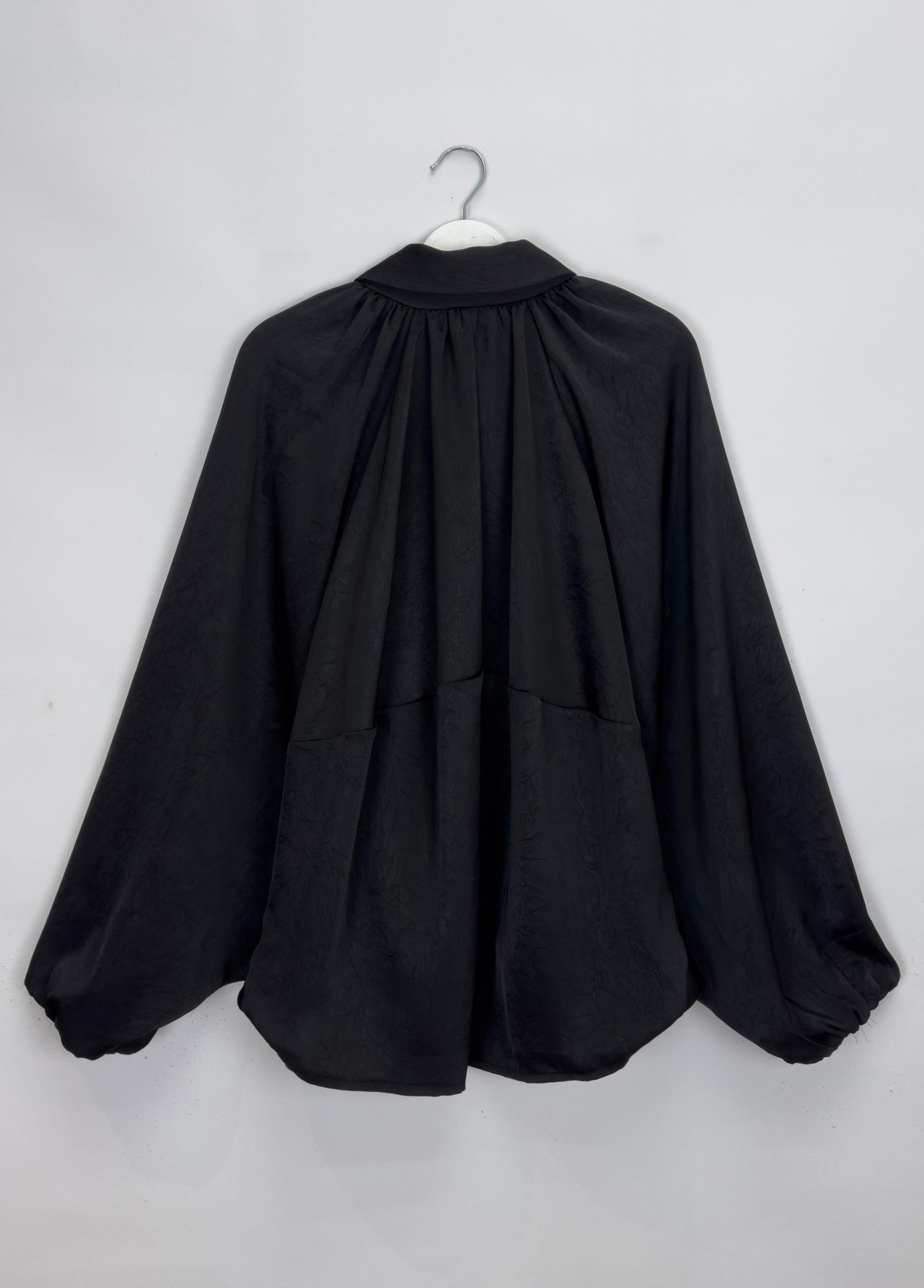 Lunera Saten Bomber ceket Siyah 