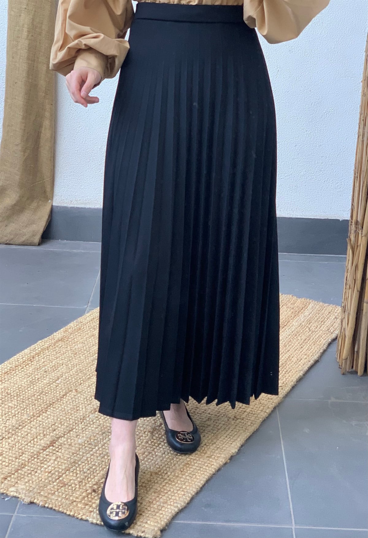 Maxi Piliseli Etek Siyah