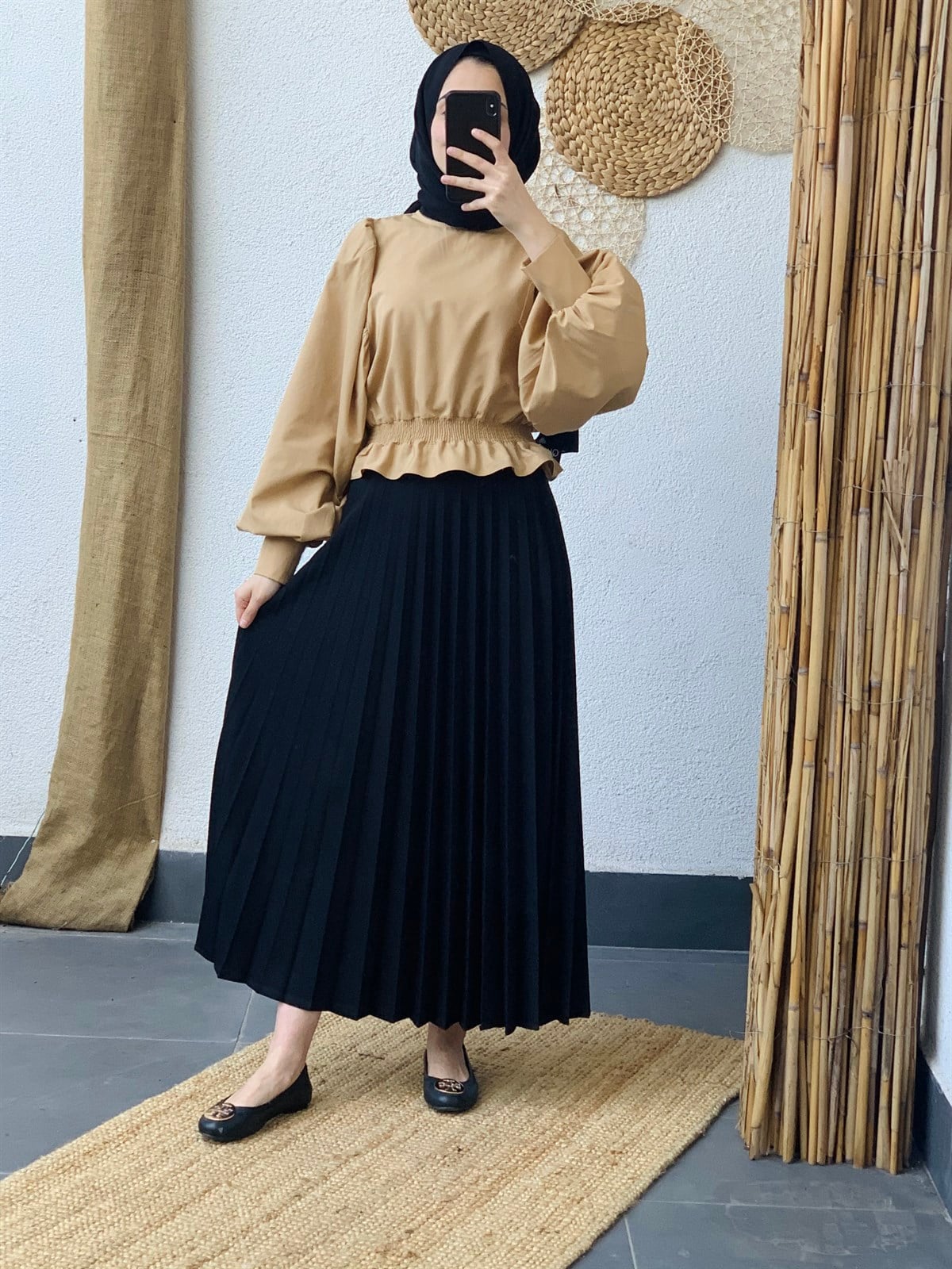 Maxi Piliseli Etek Siyah