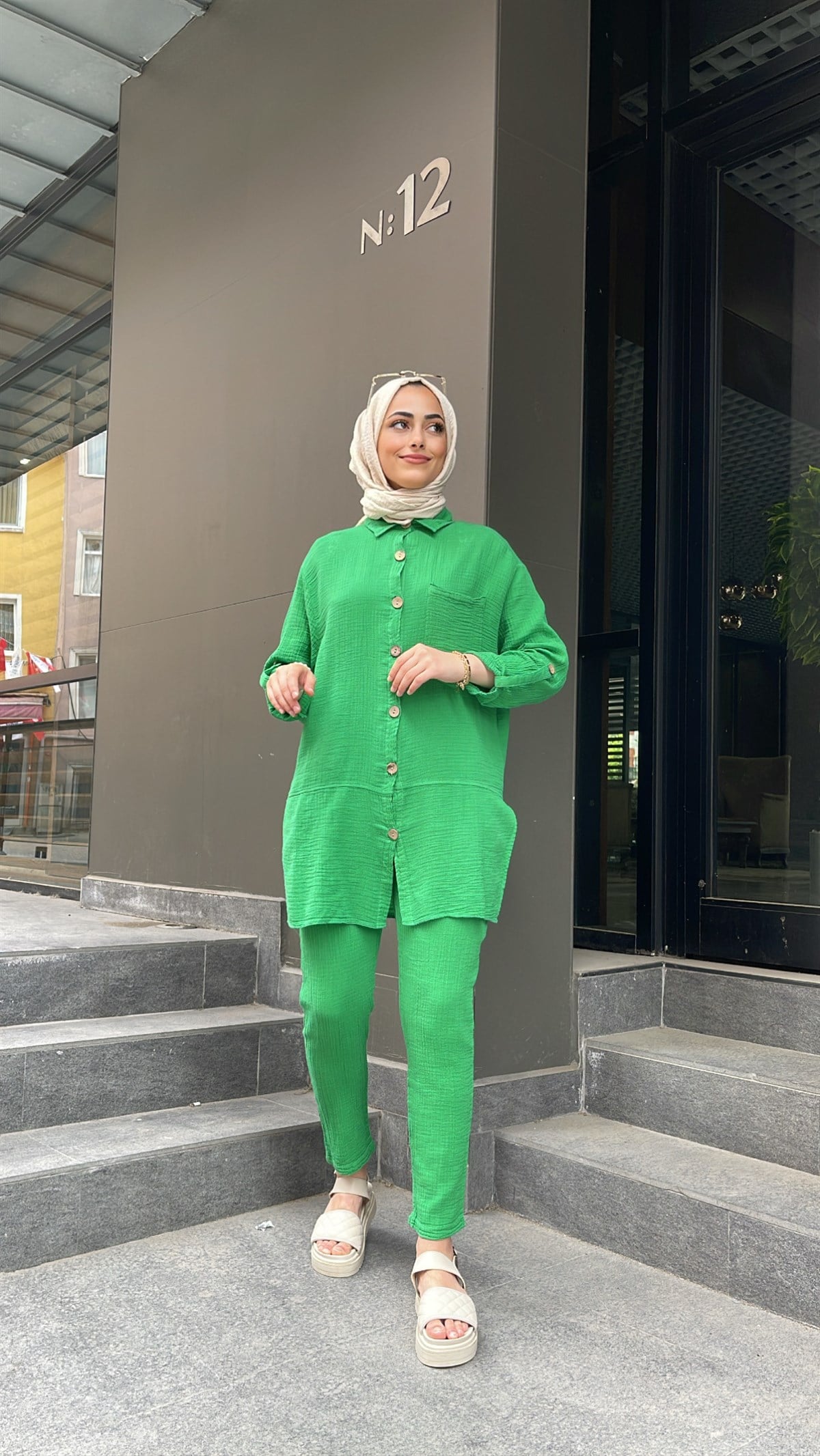 Müslin İkili Takım Yeşil