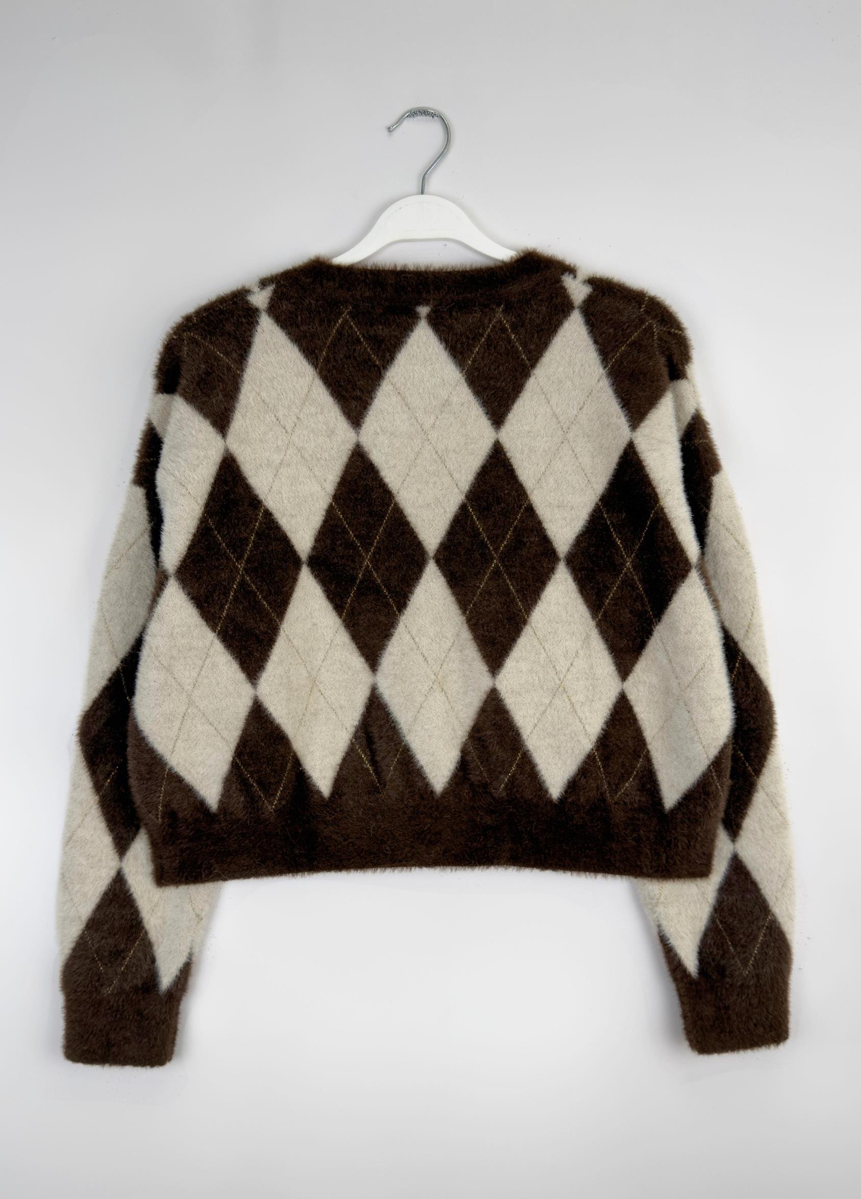 Naris Baklava Desen Hırka Kahve 