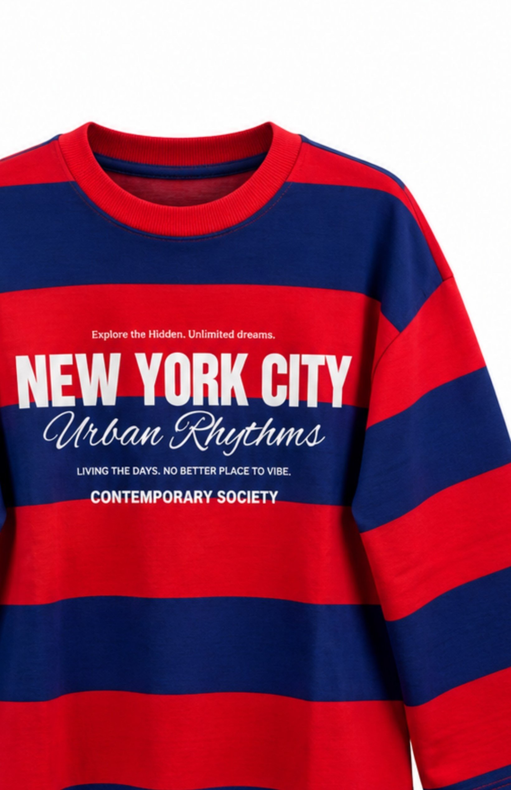 New York Kalın Çizgili Sweat Lacivert