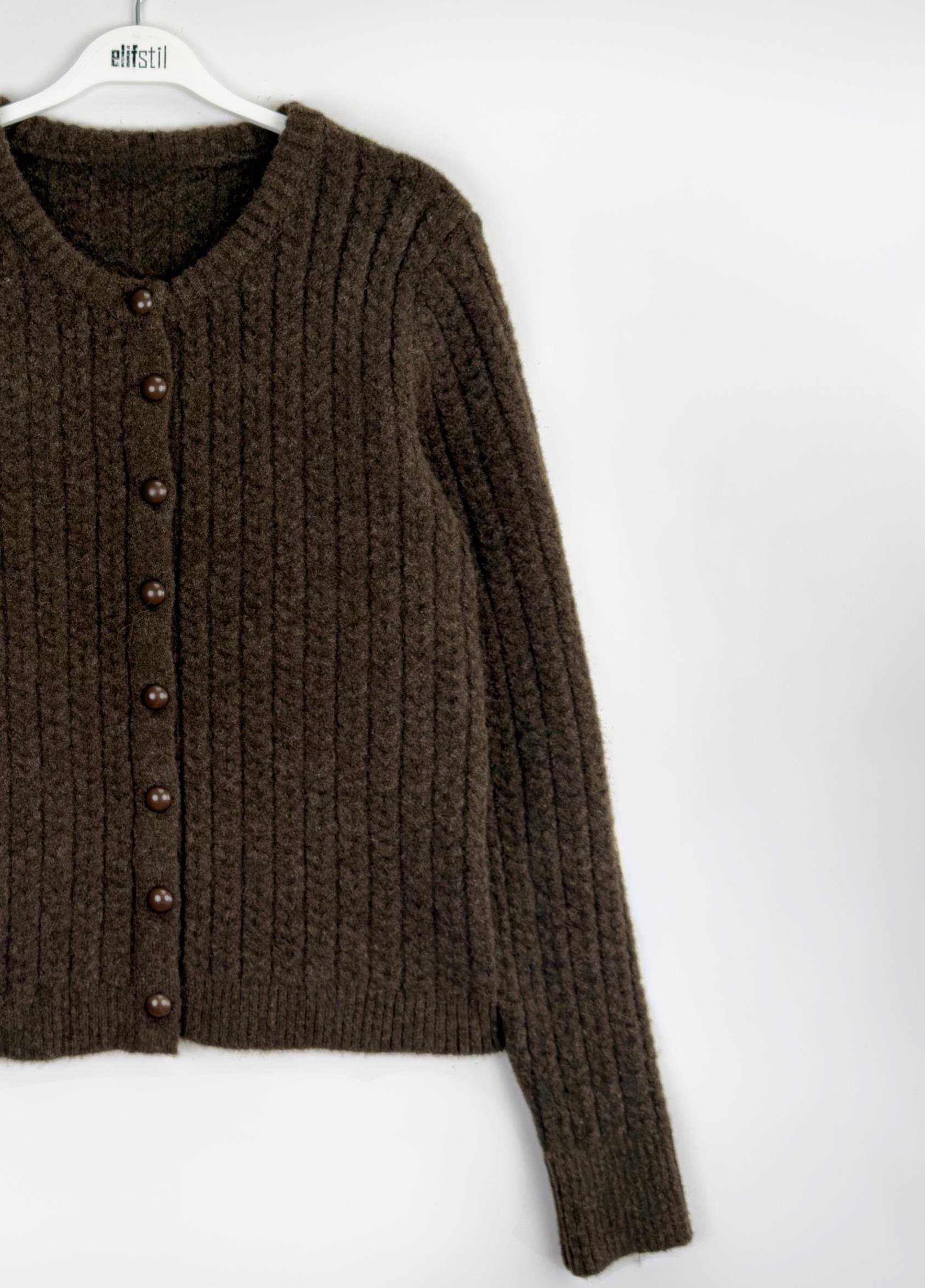 Nova Örgü Hırka Kahve 