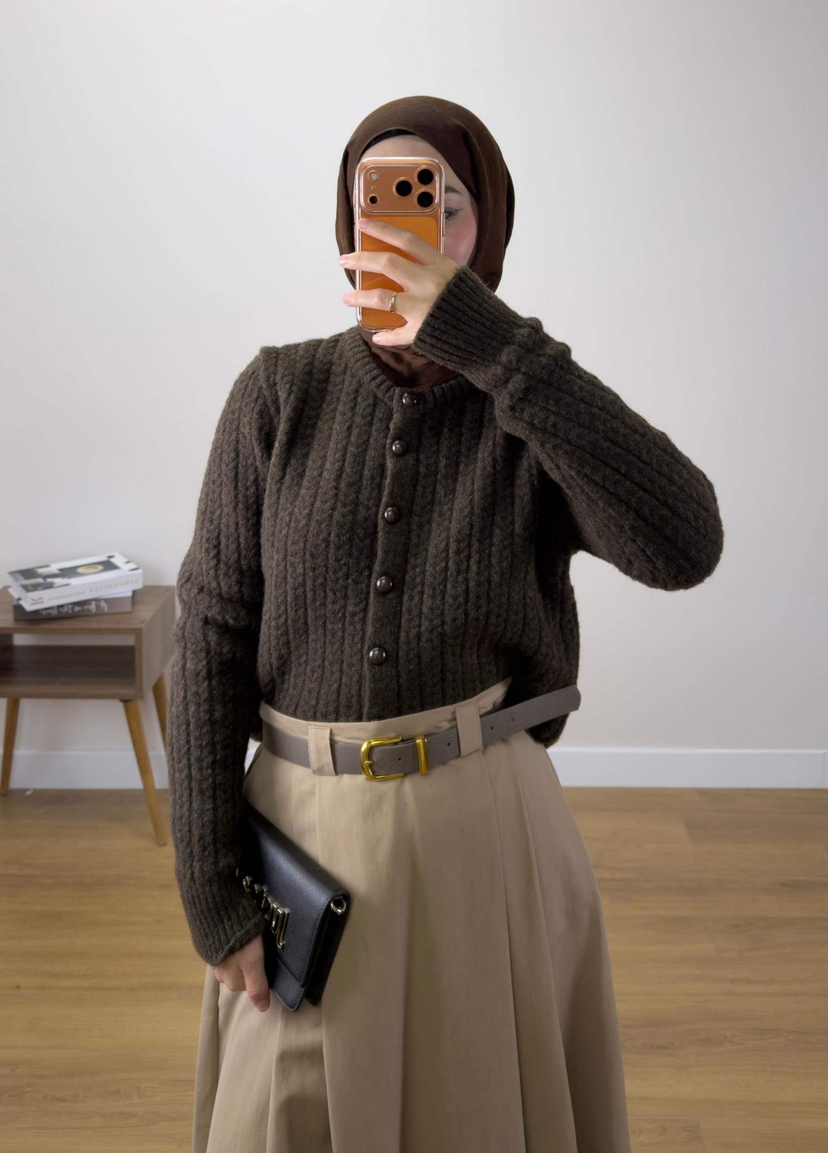 Nova Örgü Hırka Kahve 