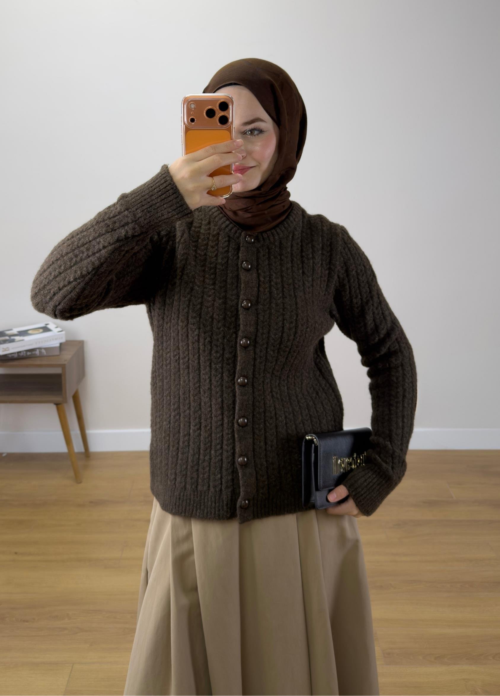 Nova Örgü Hırka Kahve 