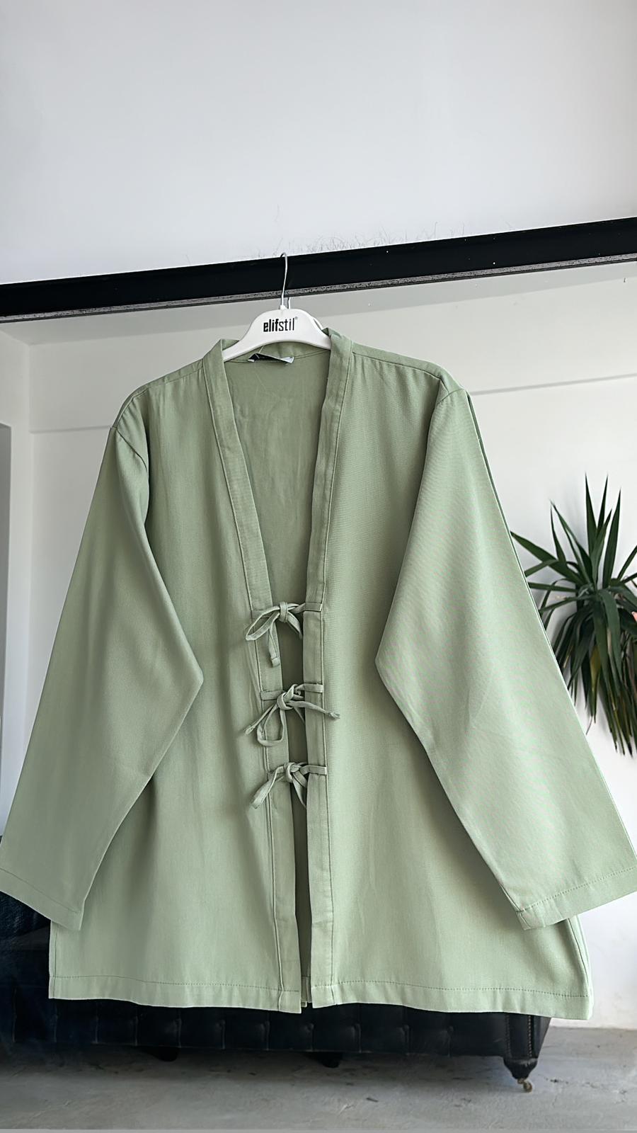 Önü Bağlamalı Kimono Çağla
