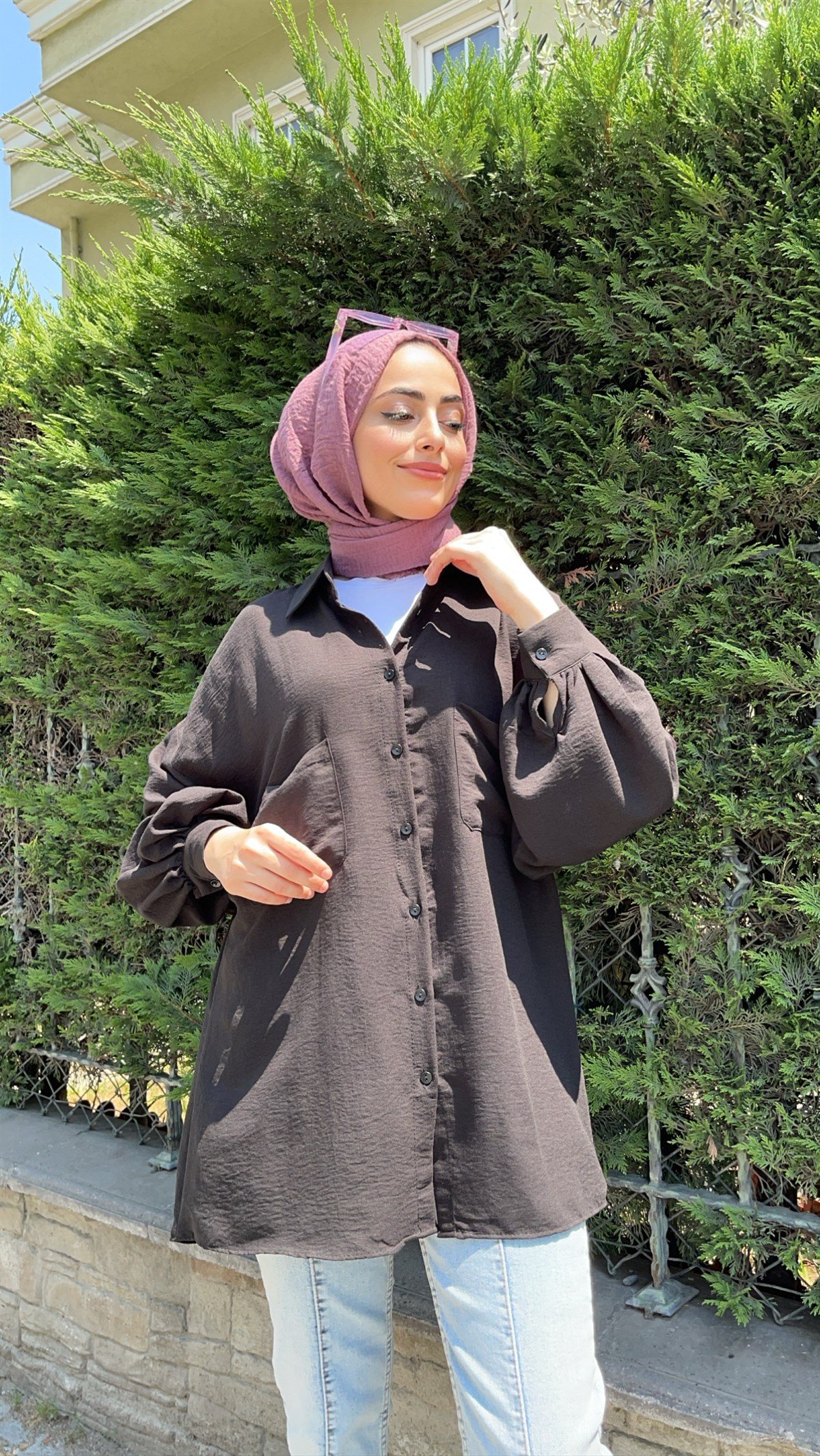 Oversize Balon Kol Gömlek Siyah