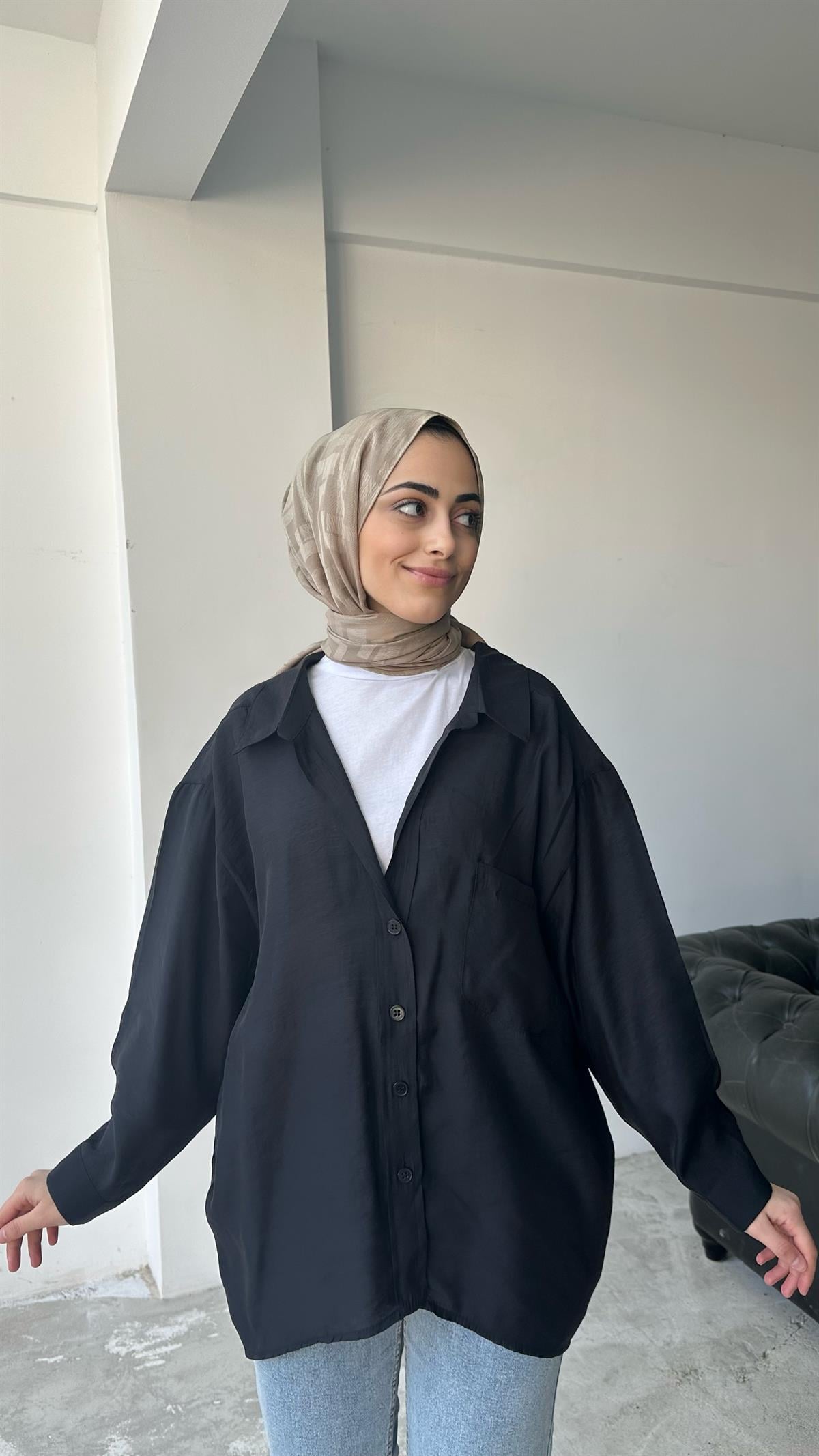 Oversize Gömlek Siyah