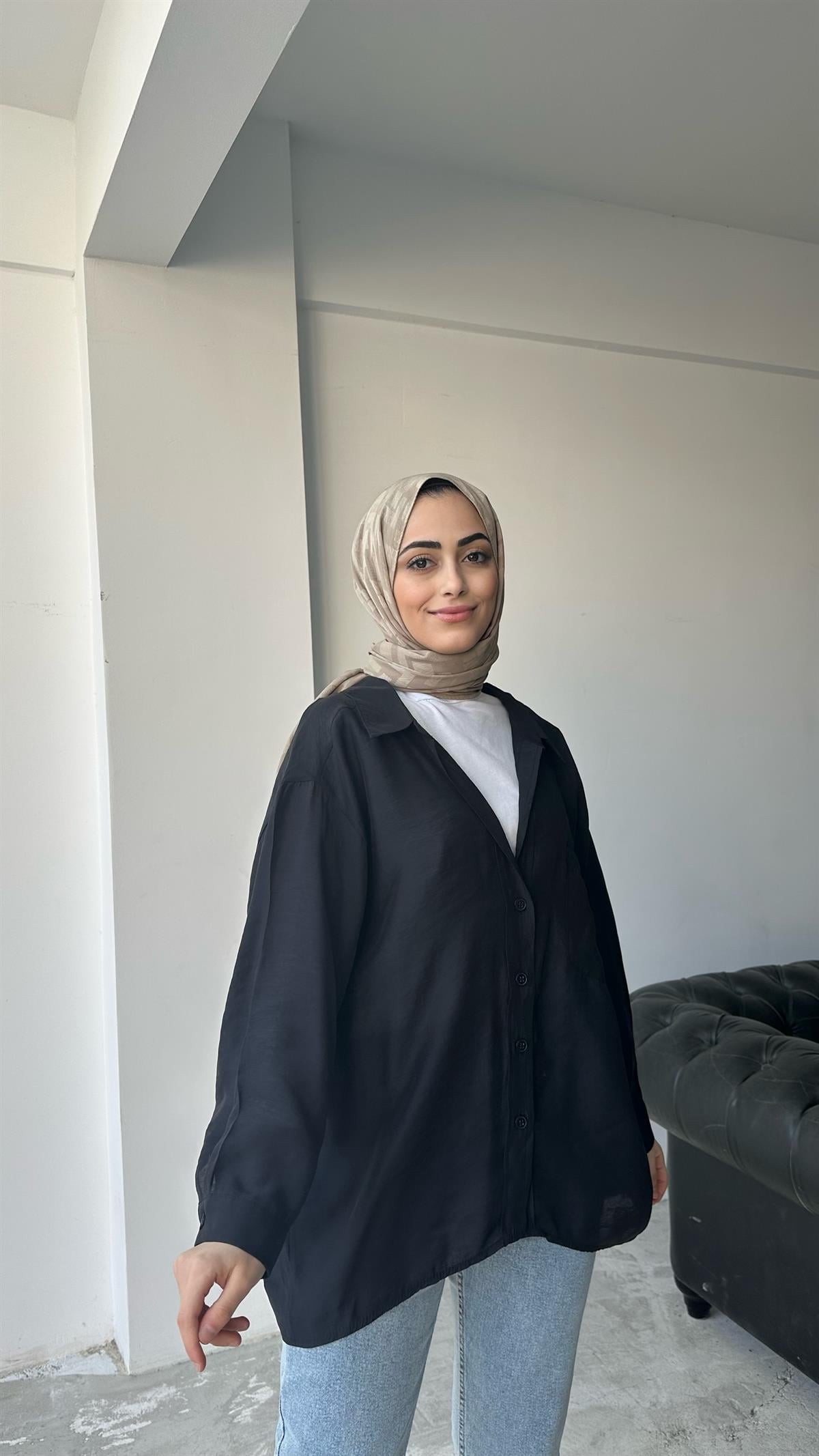 Oversize Gömlek Siyah
