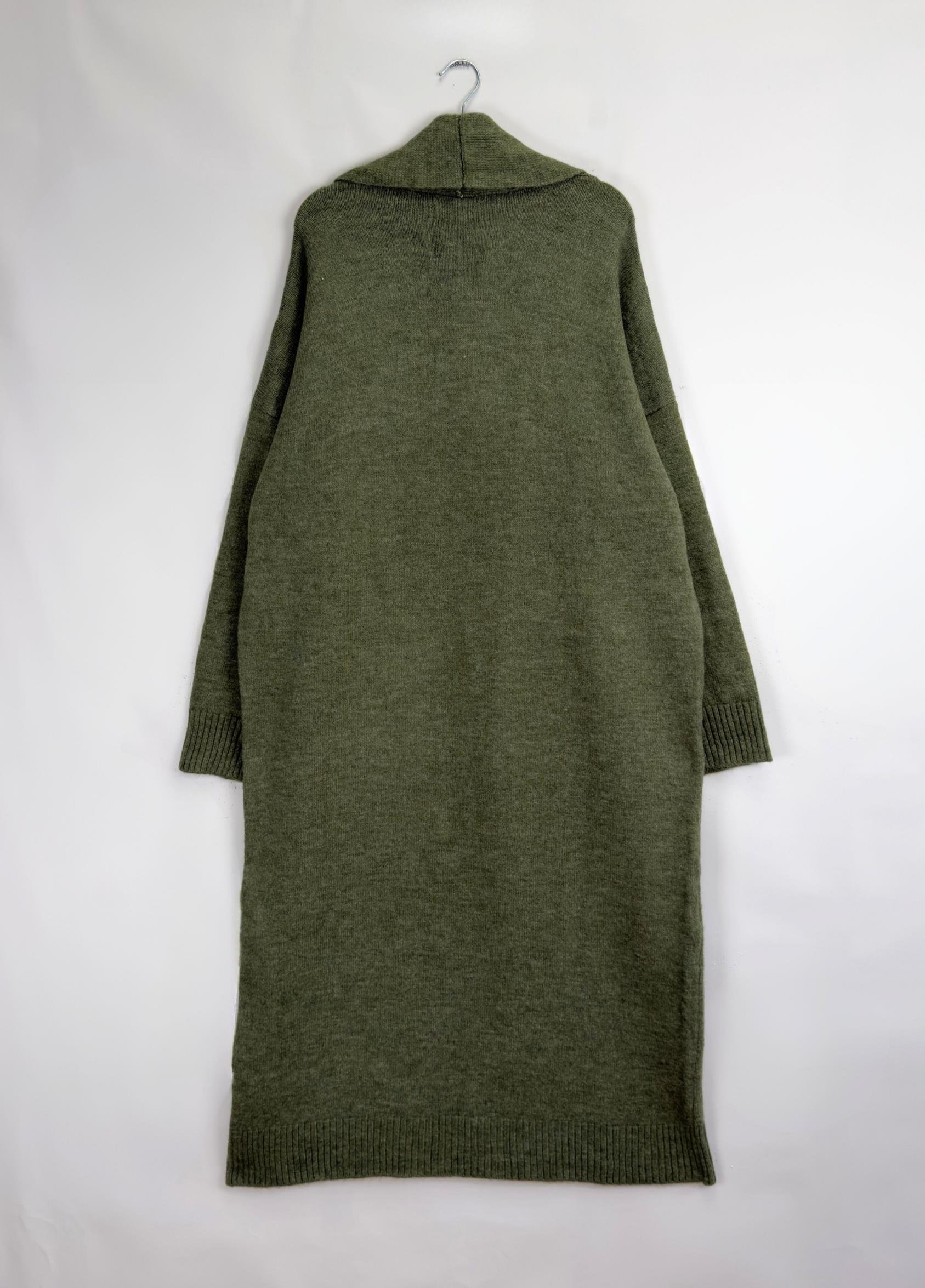 Oversize Şal Yaka Hırka Haki