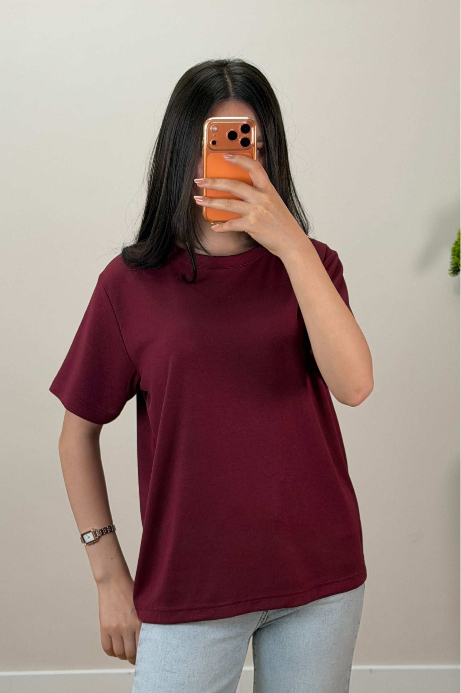 Oys Basıc Tshirt Bordo 