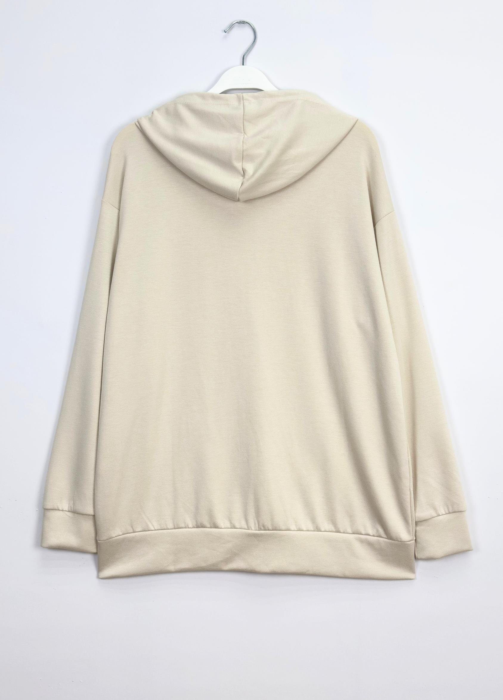Oys Kapşonlu Sweatshirt Bej 
