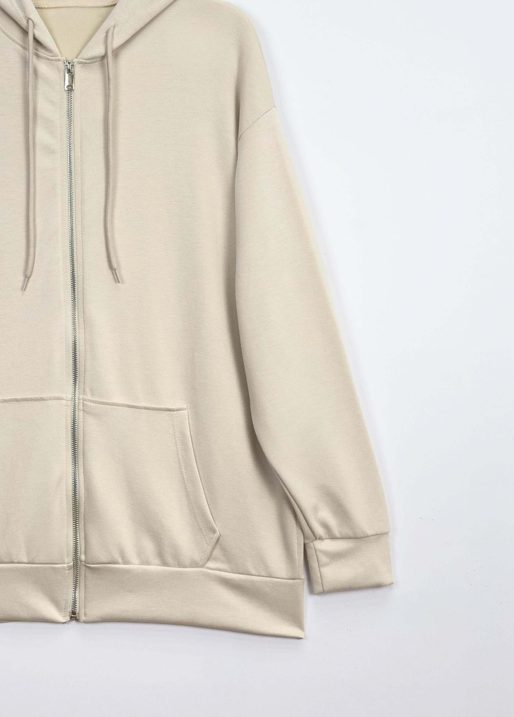 Oys Kapşonlu Sweatshirt Bej 