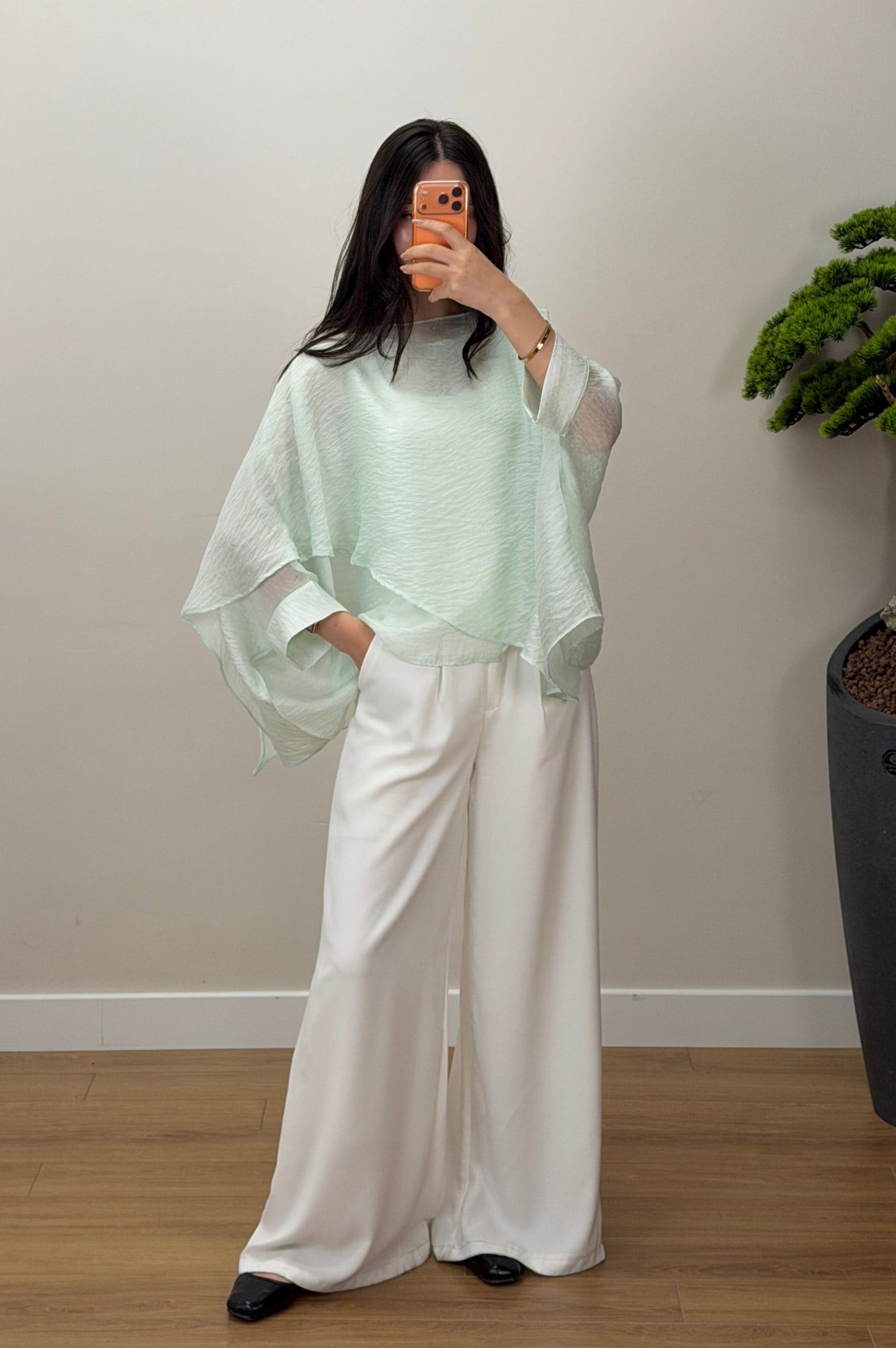 Pelerin Bluz Mint Yeşili