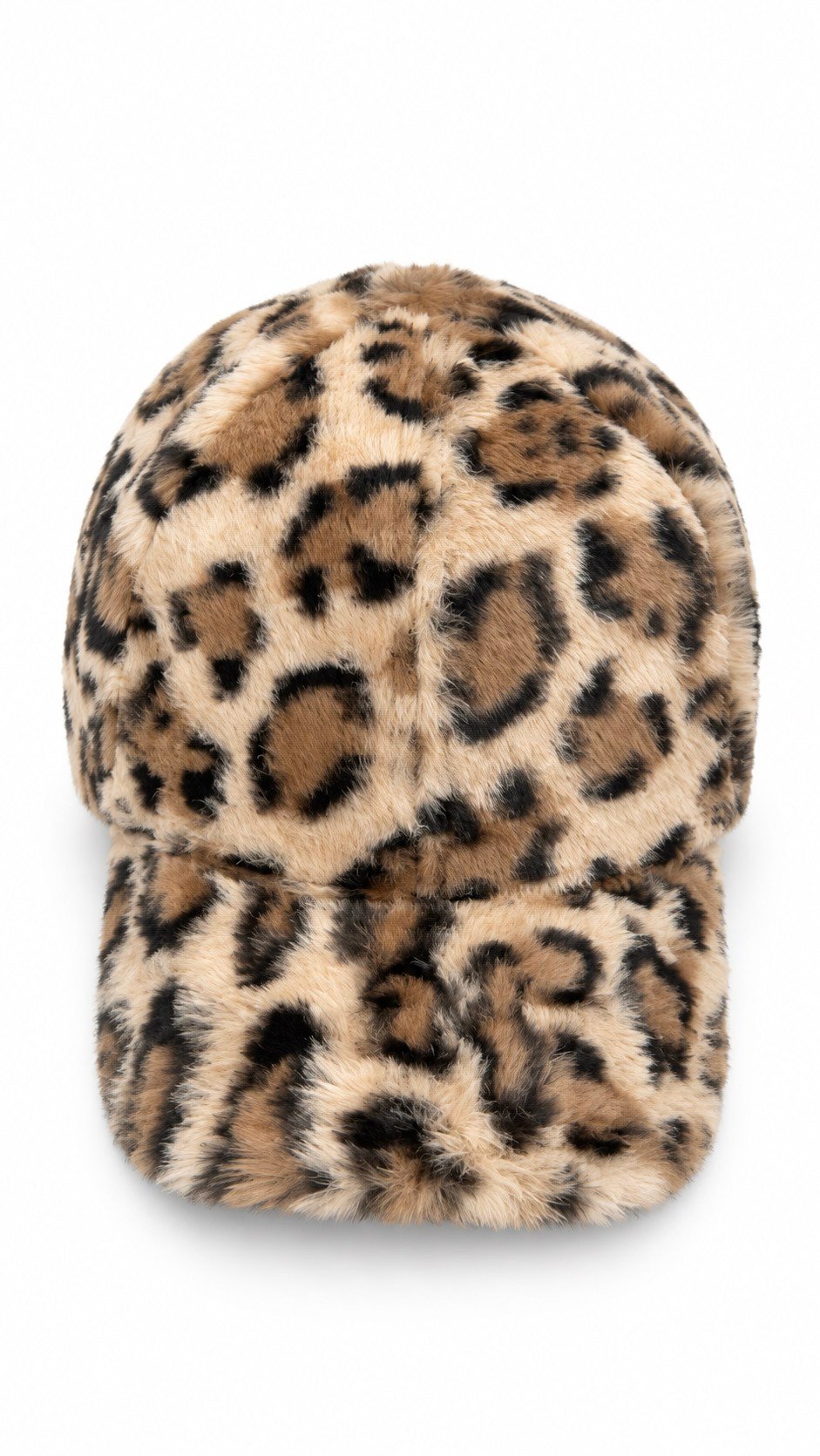 Peluş Leopar Şapka Bej 