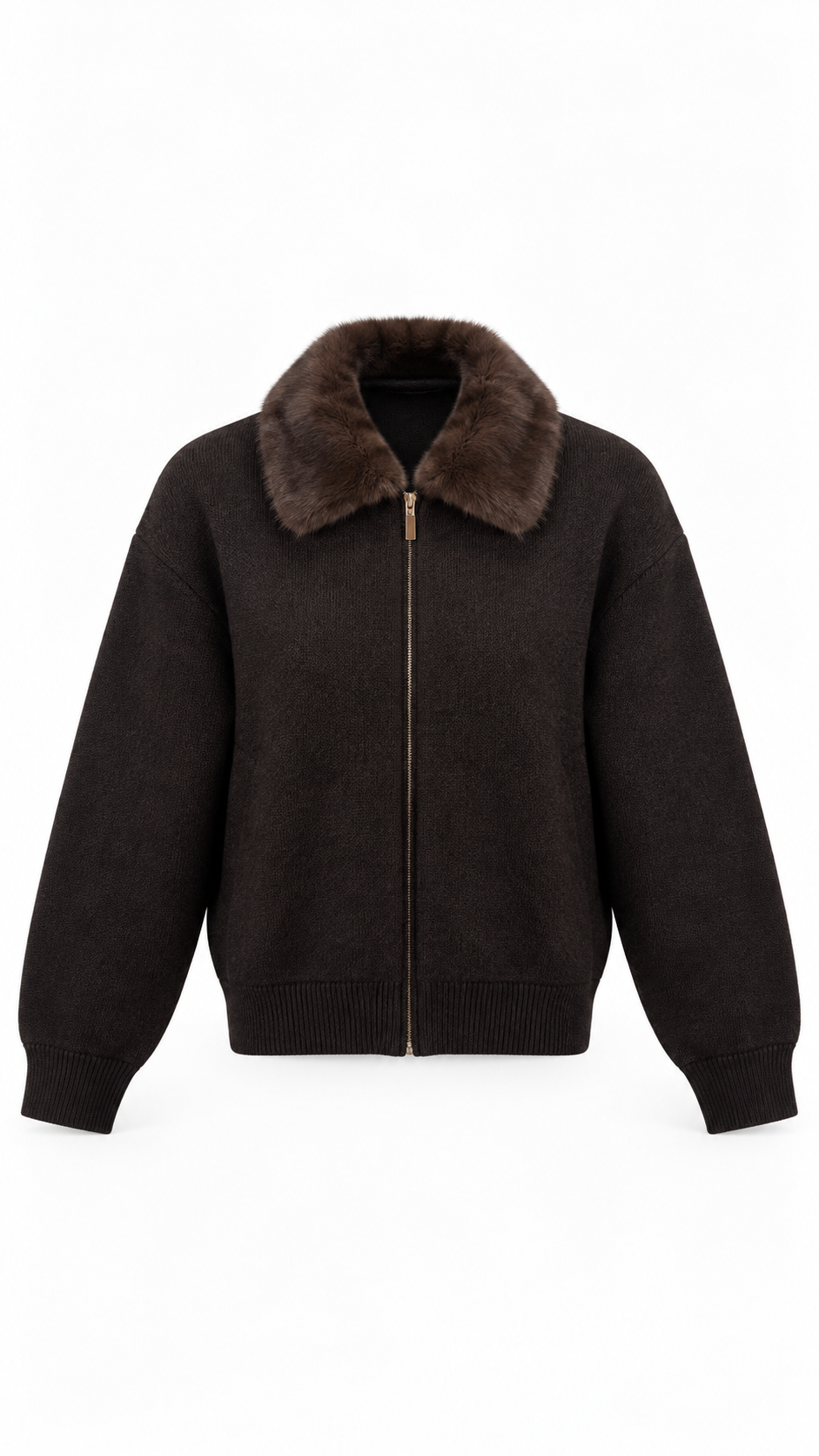 Peluş Yaka Hırka Kahve