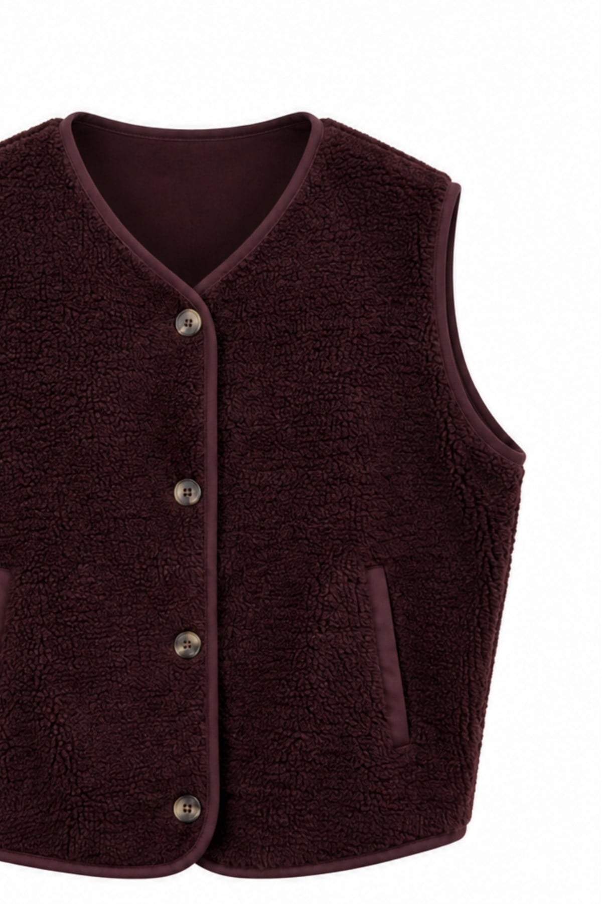 Peluş Yelek Mürdüm  