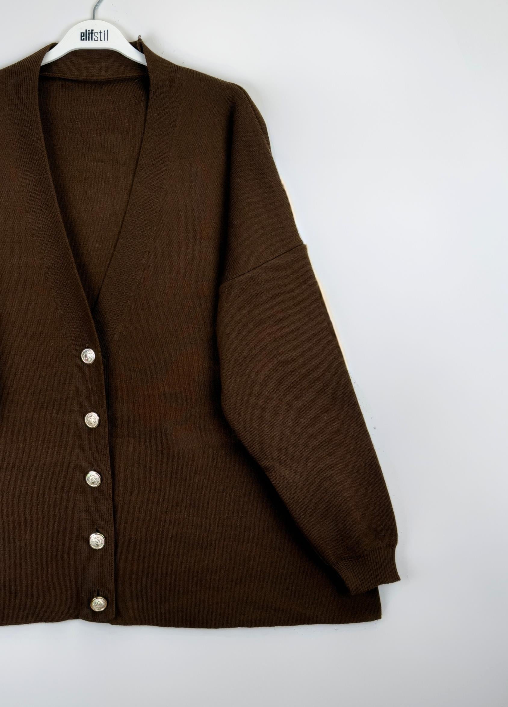 Pera Basic Hırka kahve 