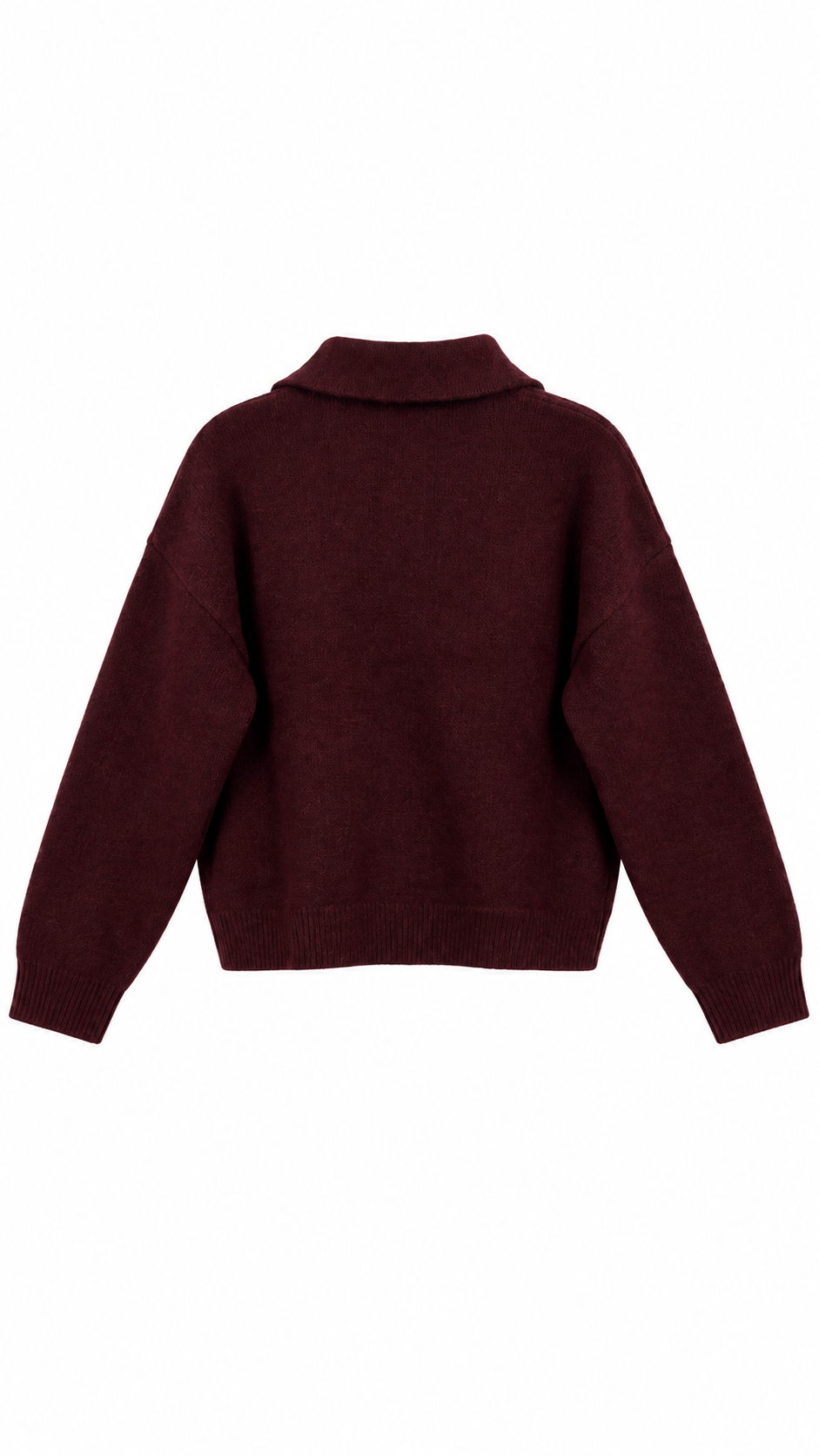 Polo Yaka Cepli Hırka Bordo 