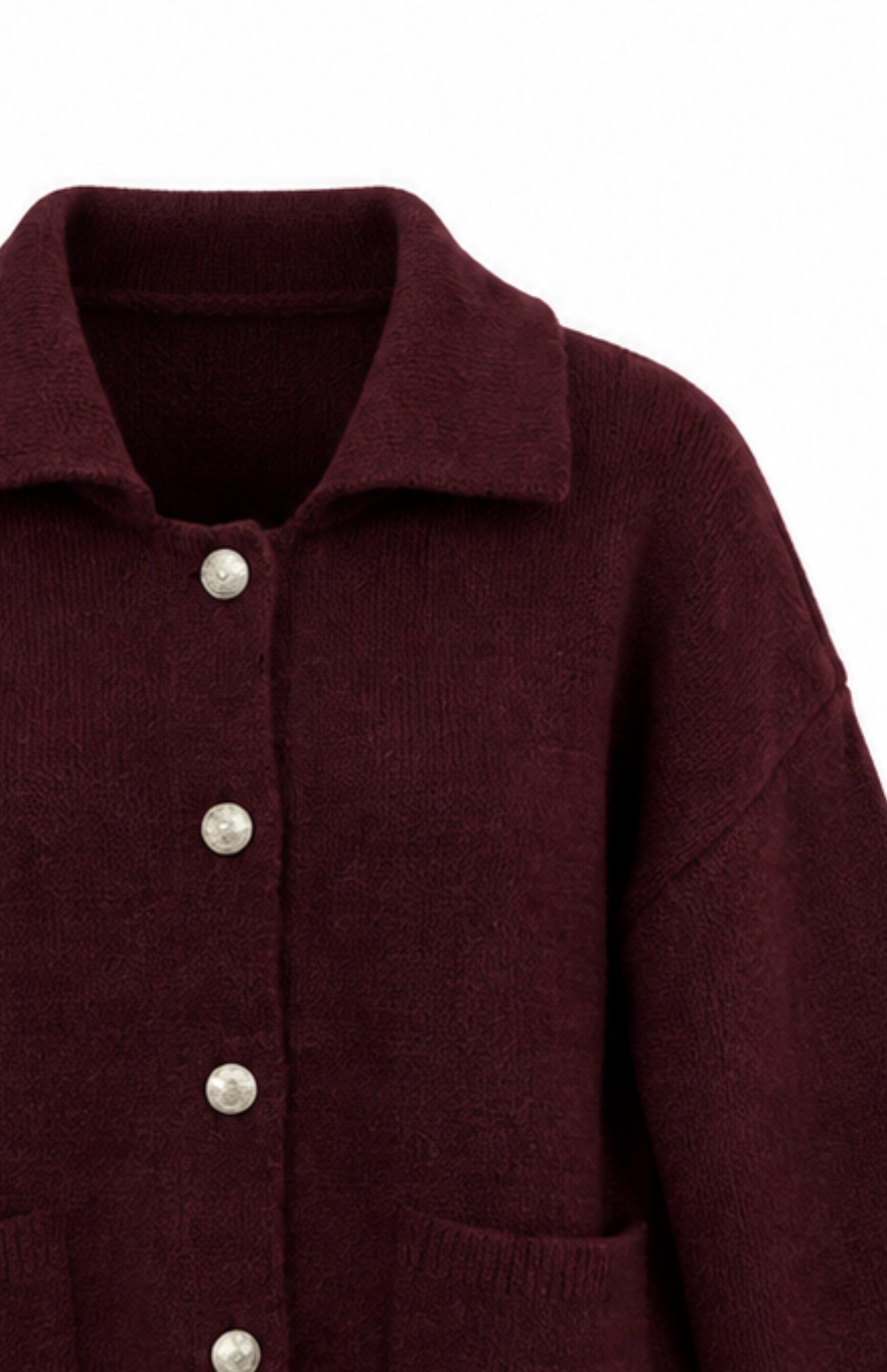 Polo Yaka Cepli Hırka Bordo 