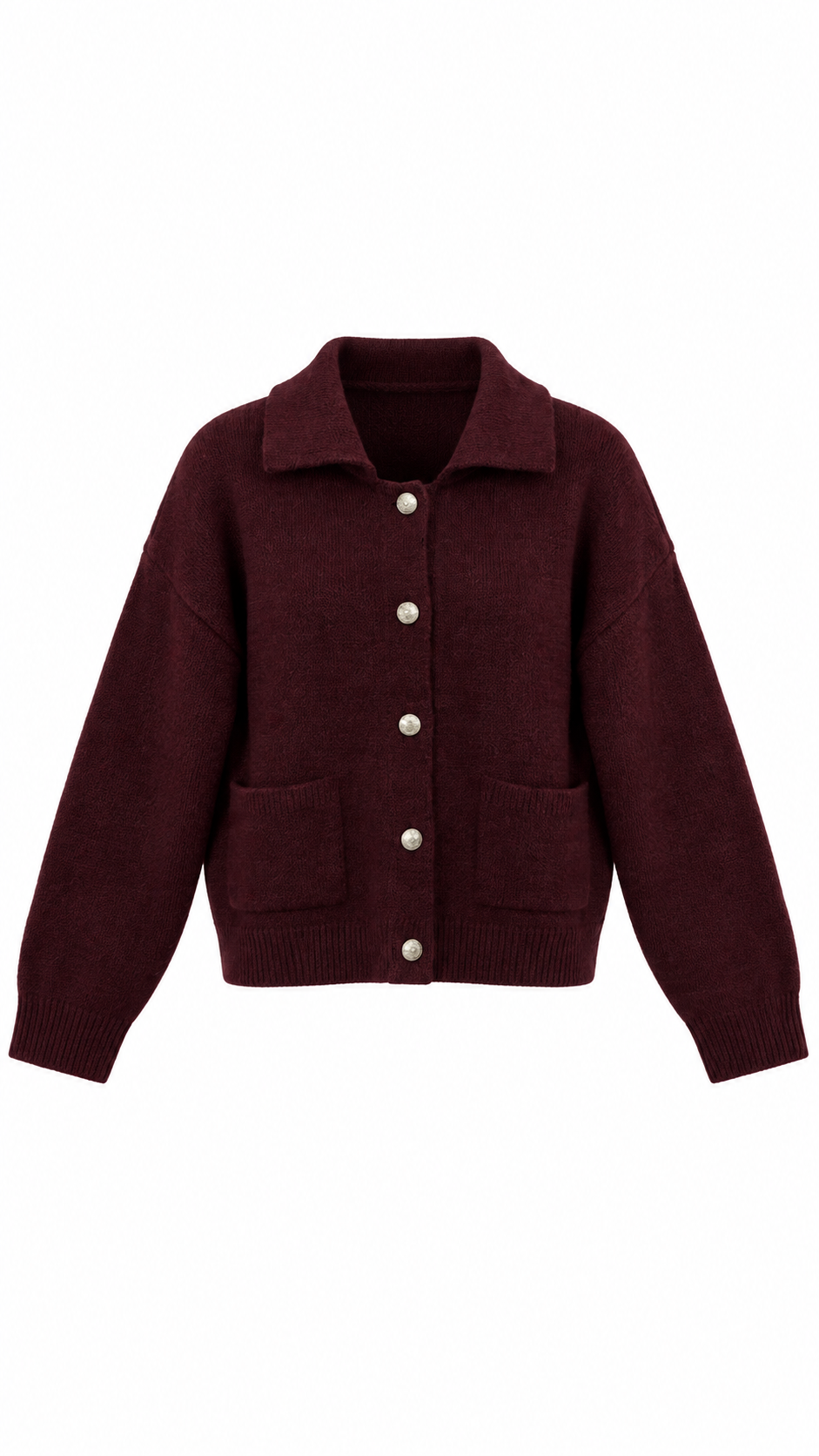Polo Yaka Cepli Hırka Bordo 