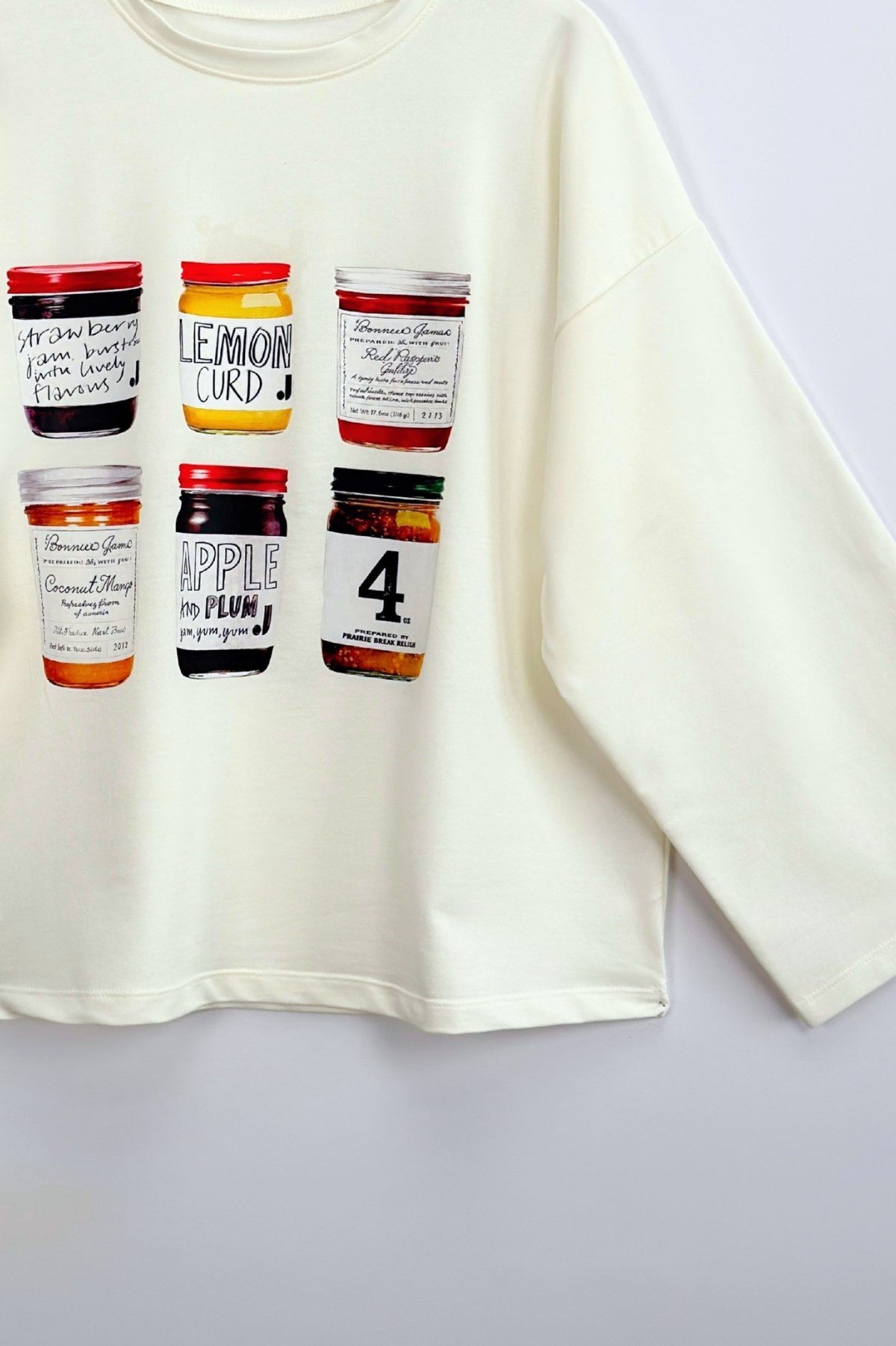 Reçel Baskılı Sweatshirt Ekru