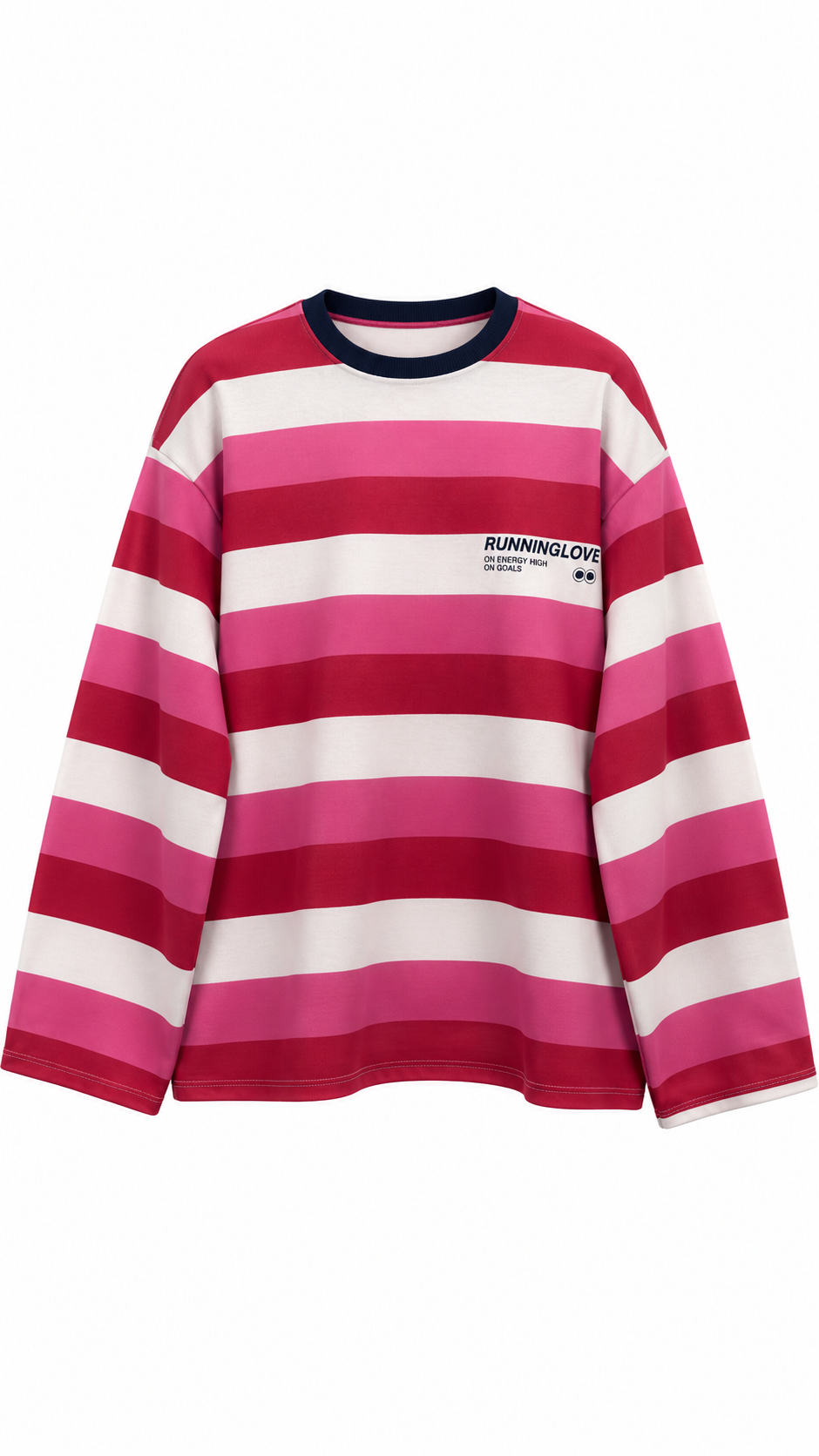 RUNNING Çizgili Sweat Pembe