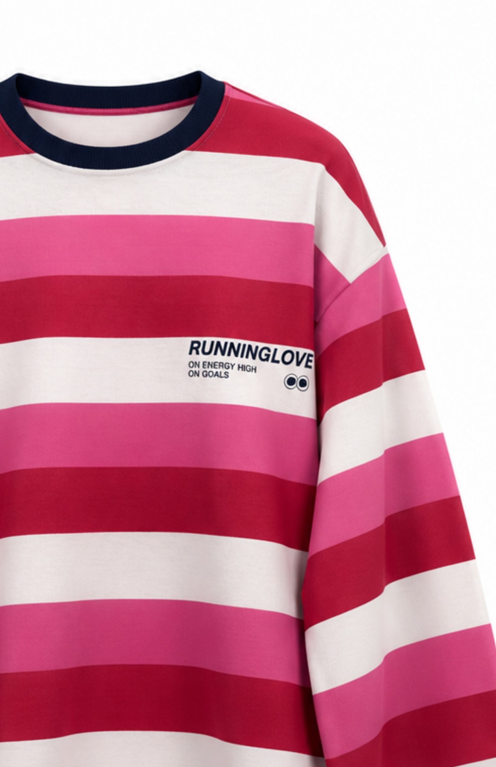 RUNNING Çizgili Sweat Pembe