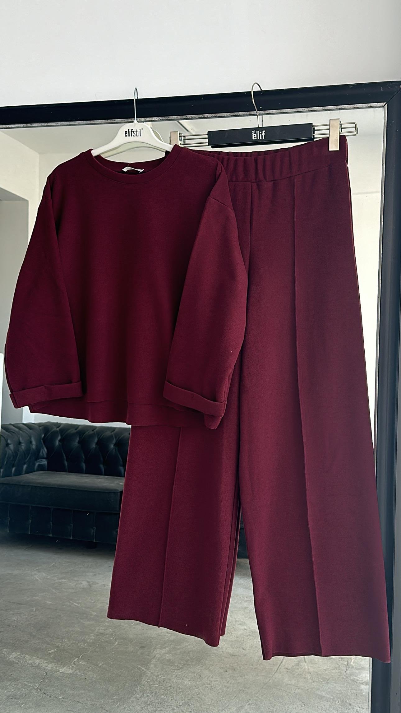 Selanik Kumaş Takım Bordo