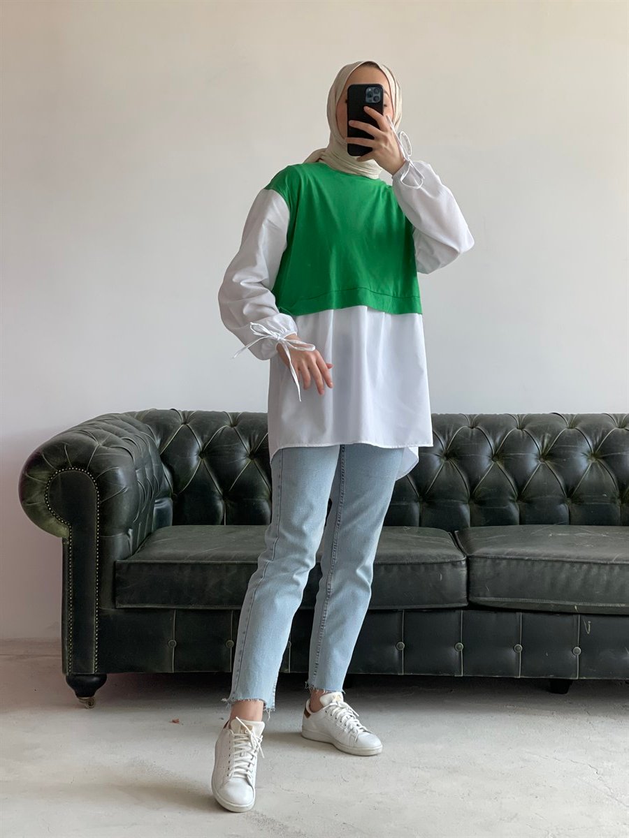 Sweat Detay Gömlek Yeşil