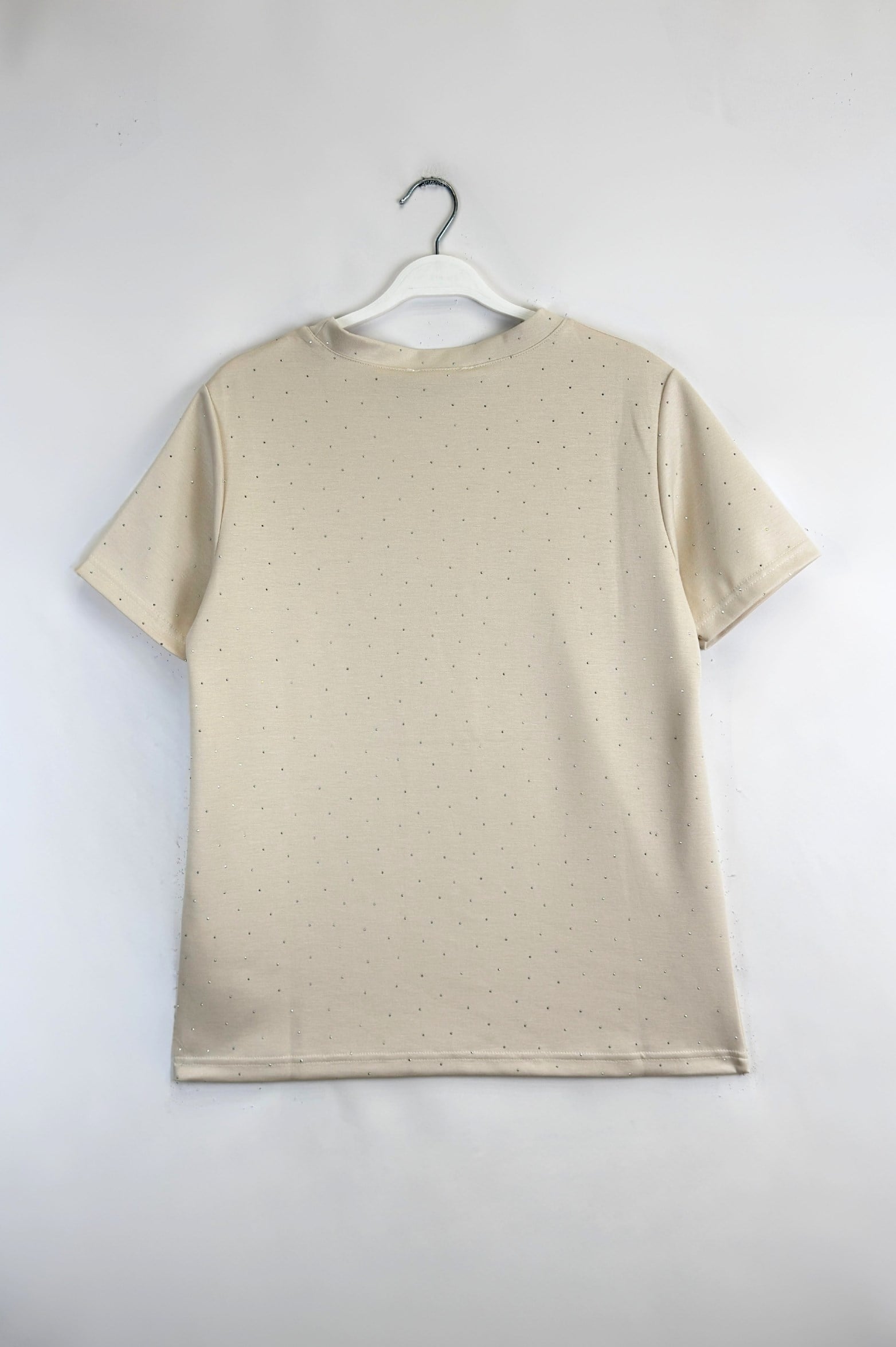 Taşlı Tshirt Bej 