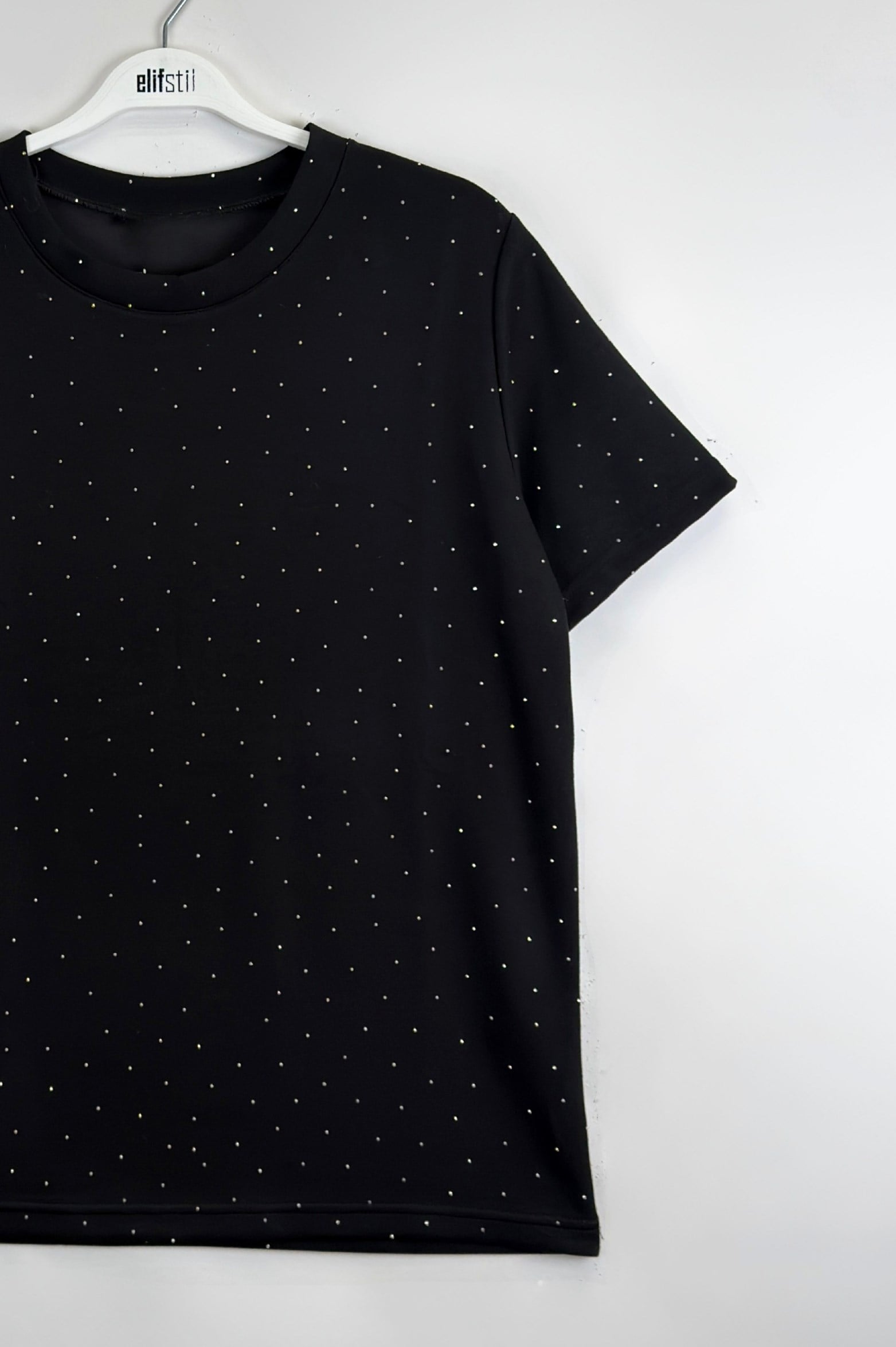 Taşlı Tshirt Siyah 