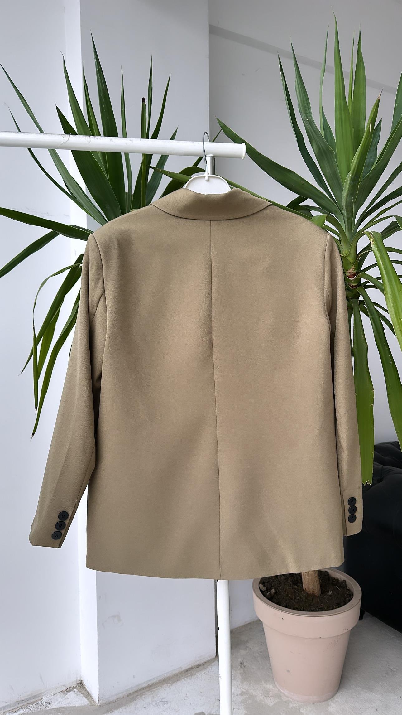 Tek Düğme Blazer Ceket Haki