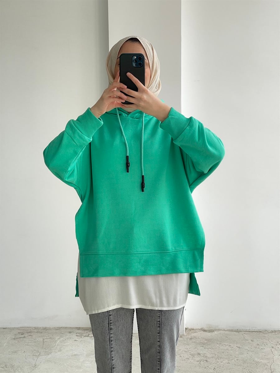 Tshirtlü Sweat Neon Yeşili