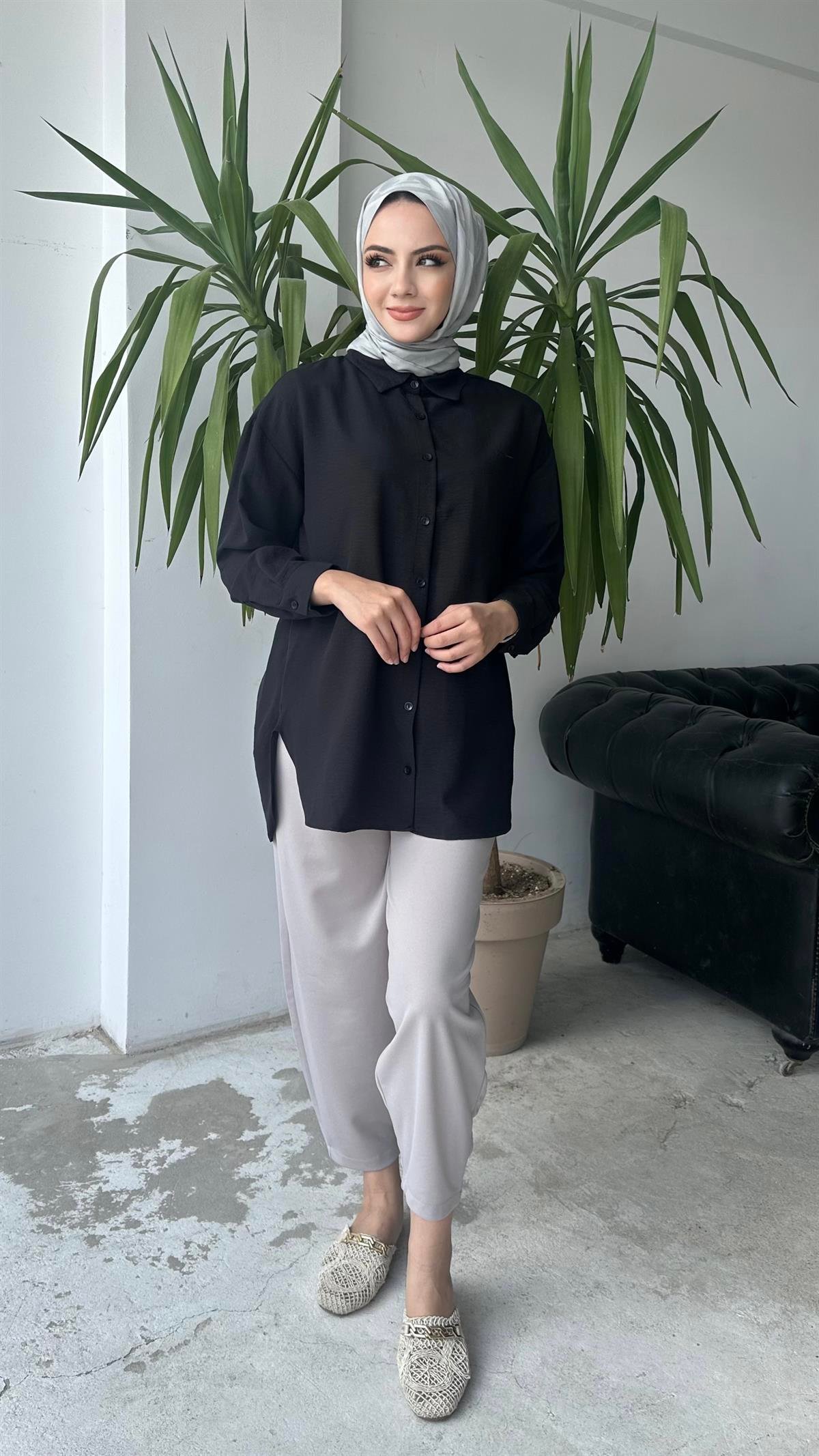 Uzun Basic Gömlek Siyah