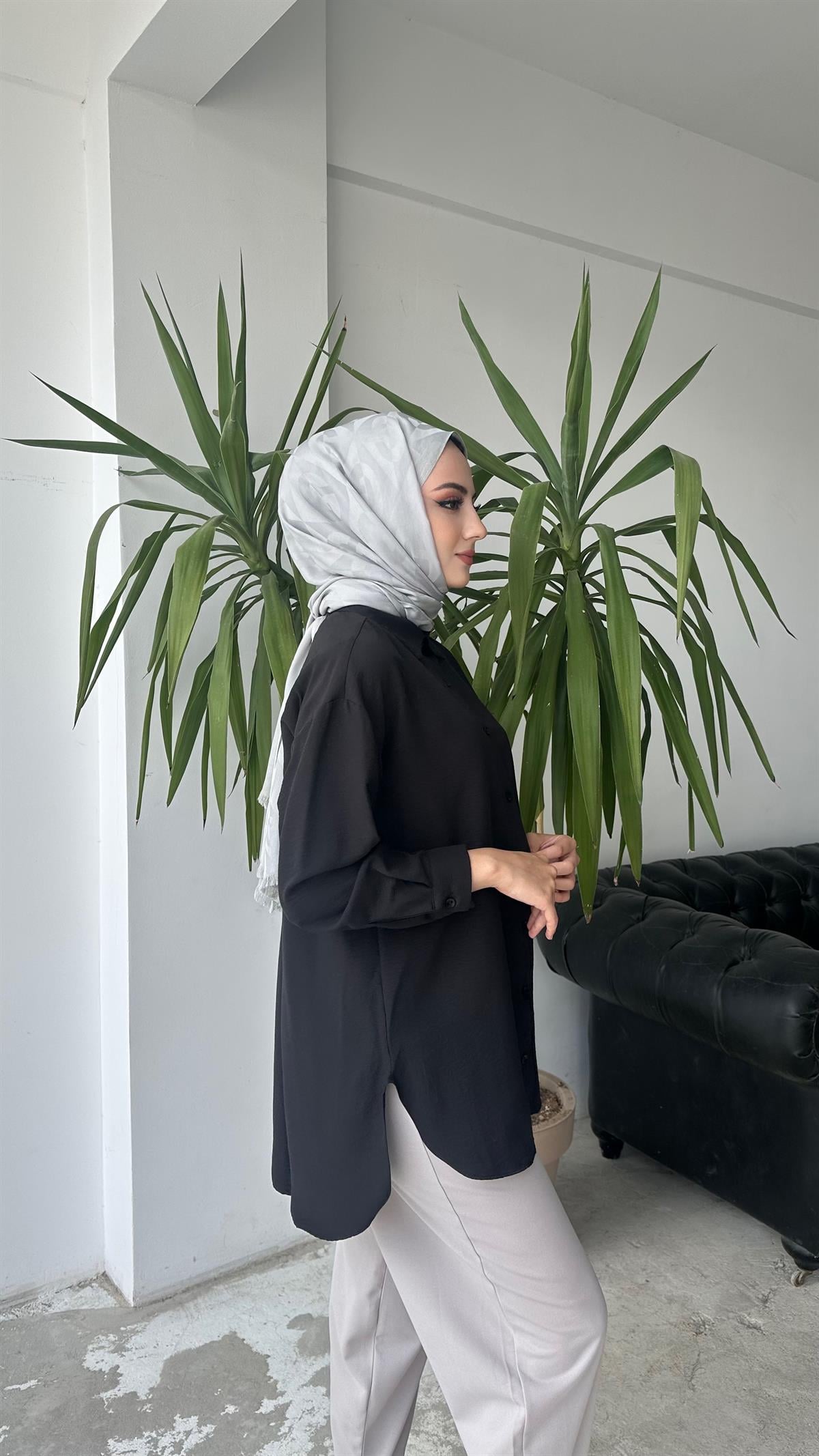 Uzun Basic Gömlek Siyah