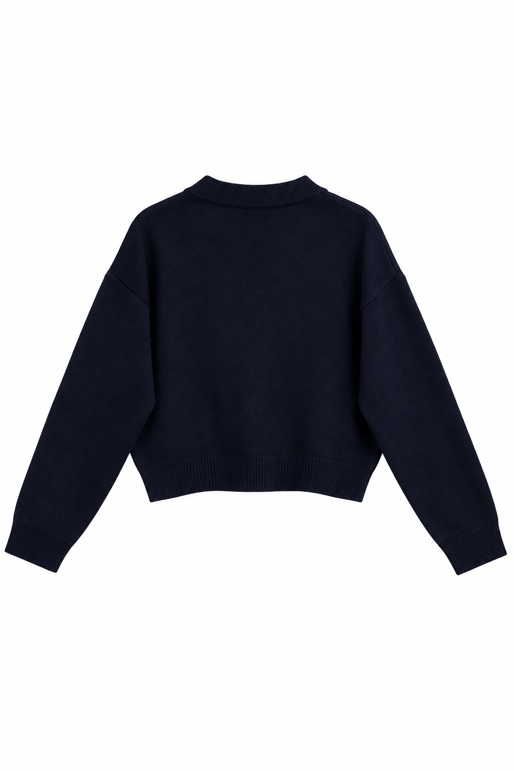 V Yaka Crop Hırka Lacivert 