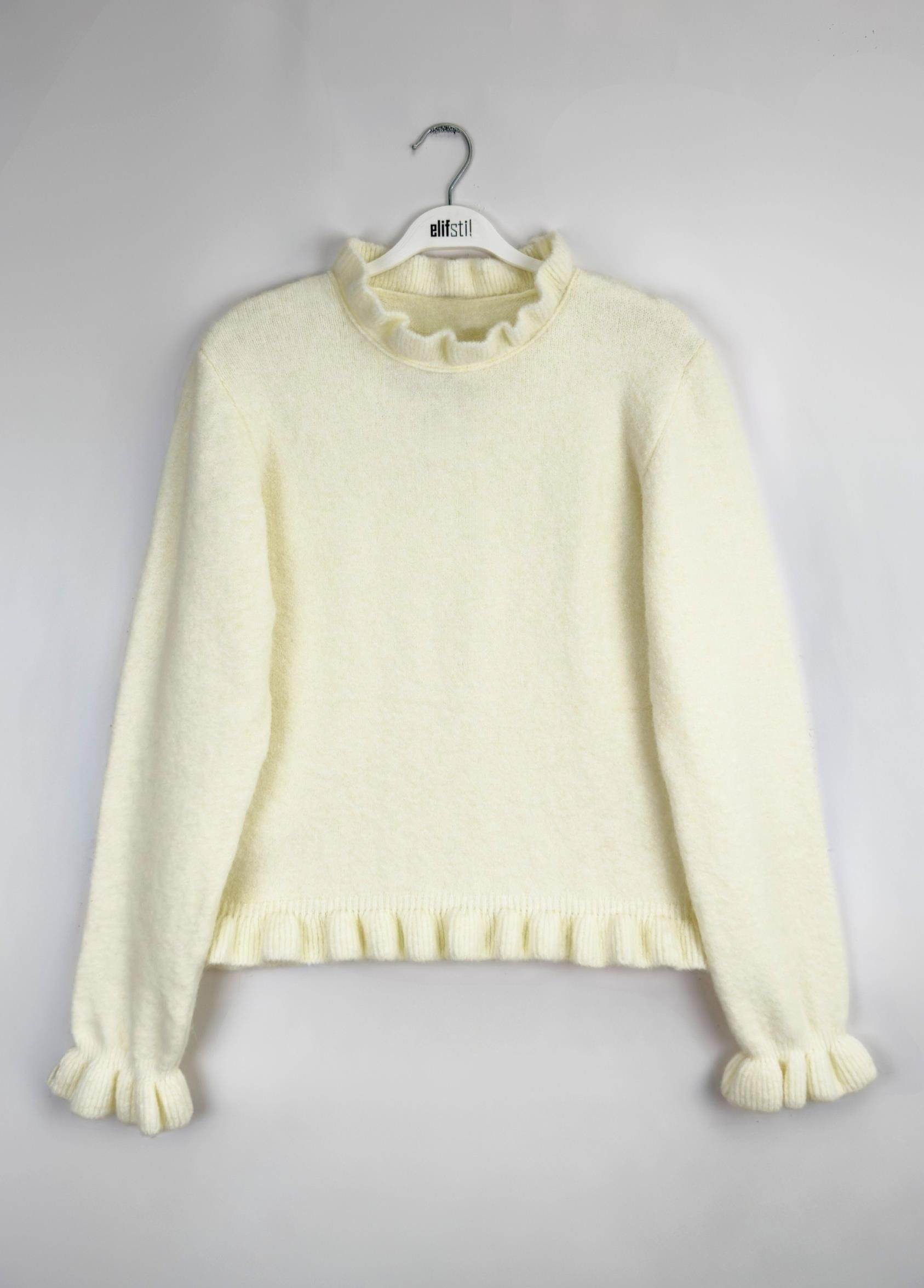 Vena Fırfırlı Kazak Ekru 