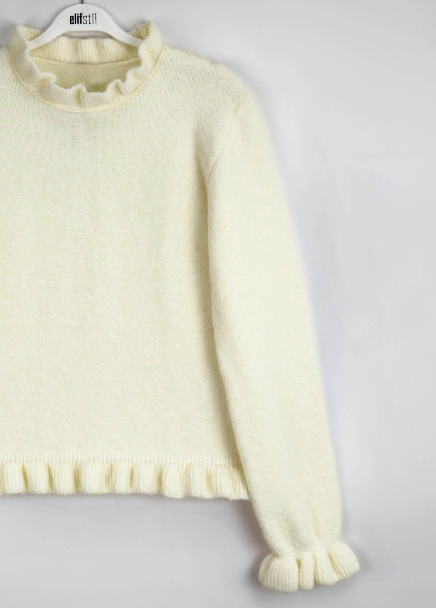 Vena Fırfırlı Kazak Ekru 