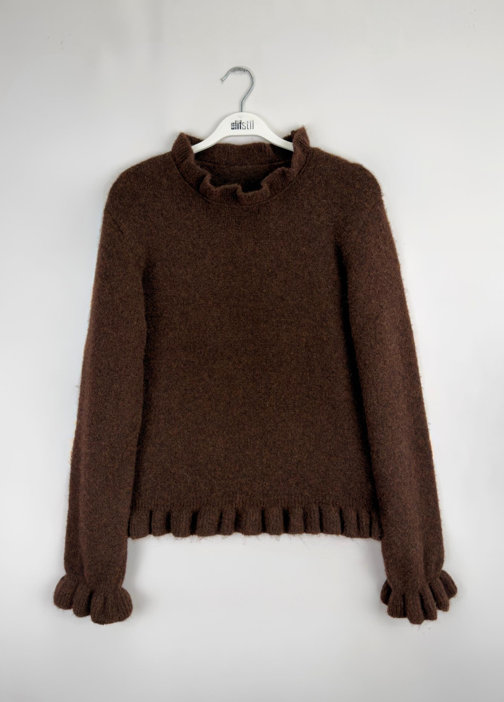 Vena Fırfırlı Kazak Kahve 