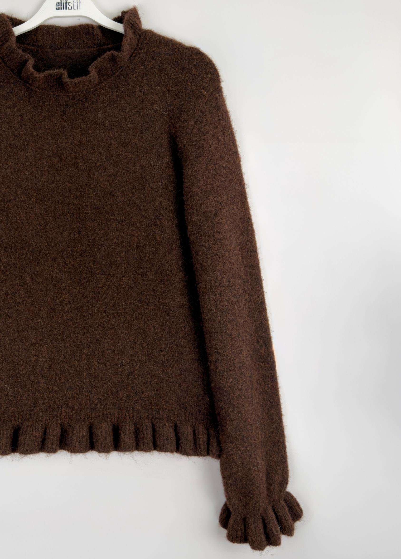 Vena Fırfırlı Kazak Kahve 