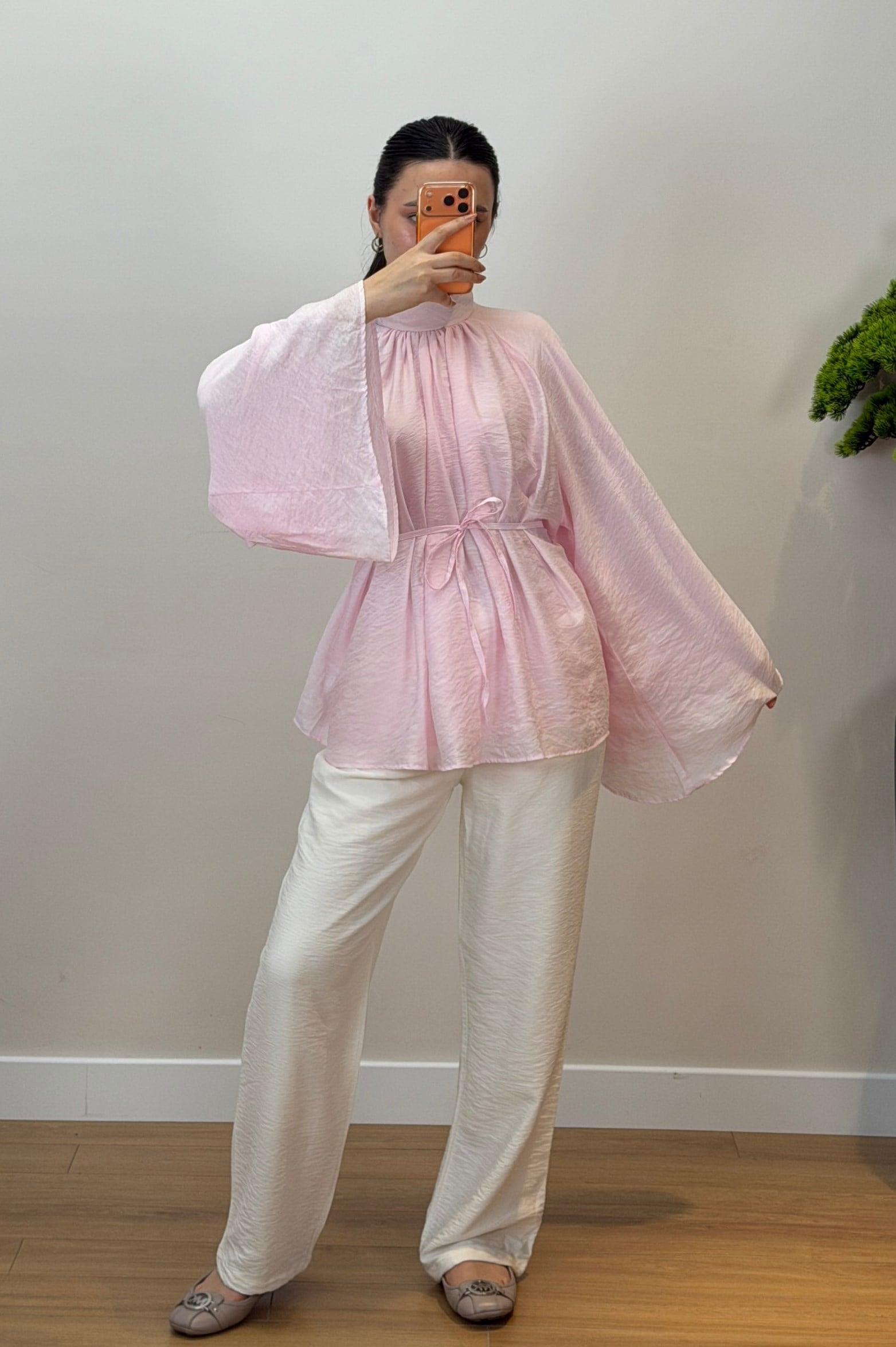 Yarasa Kol Bluz Pembe 