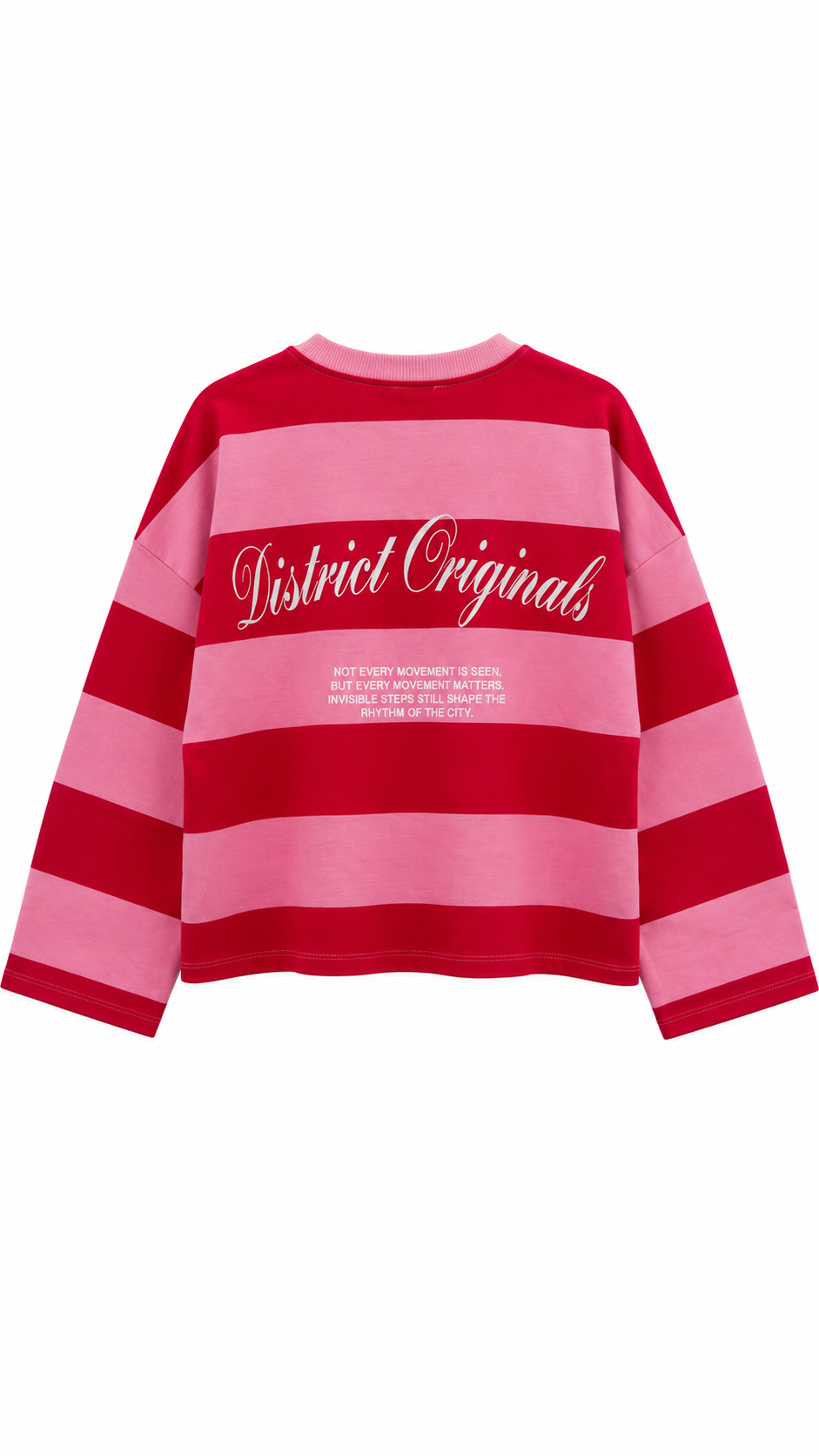 Yazılı Geniş Çizgili Sweat Pembe 
