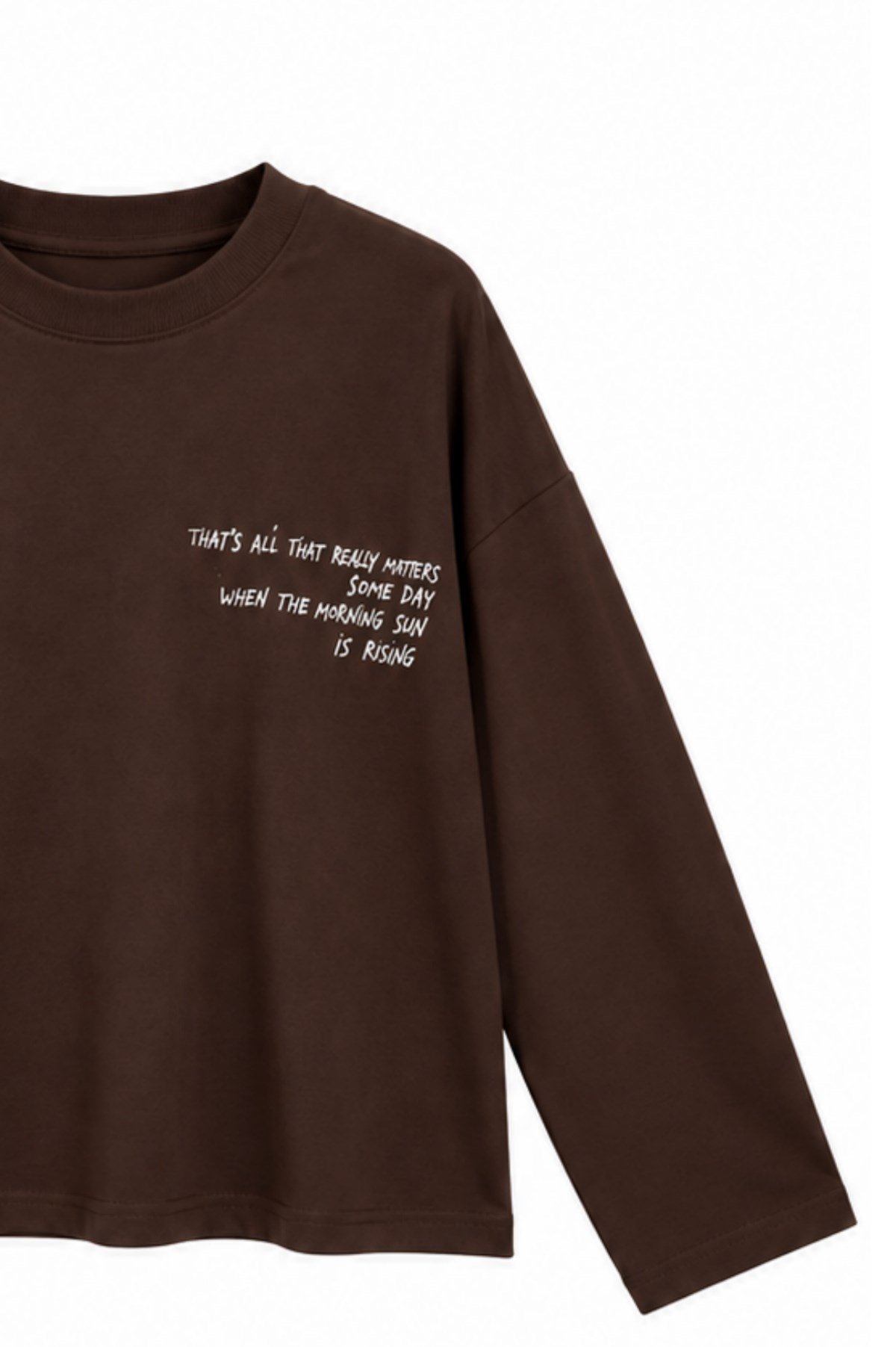 Yazılı Sweat Kahverengi
