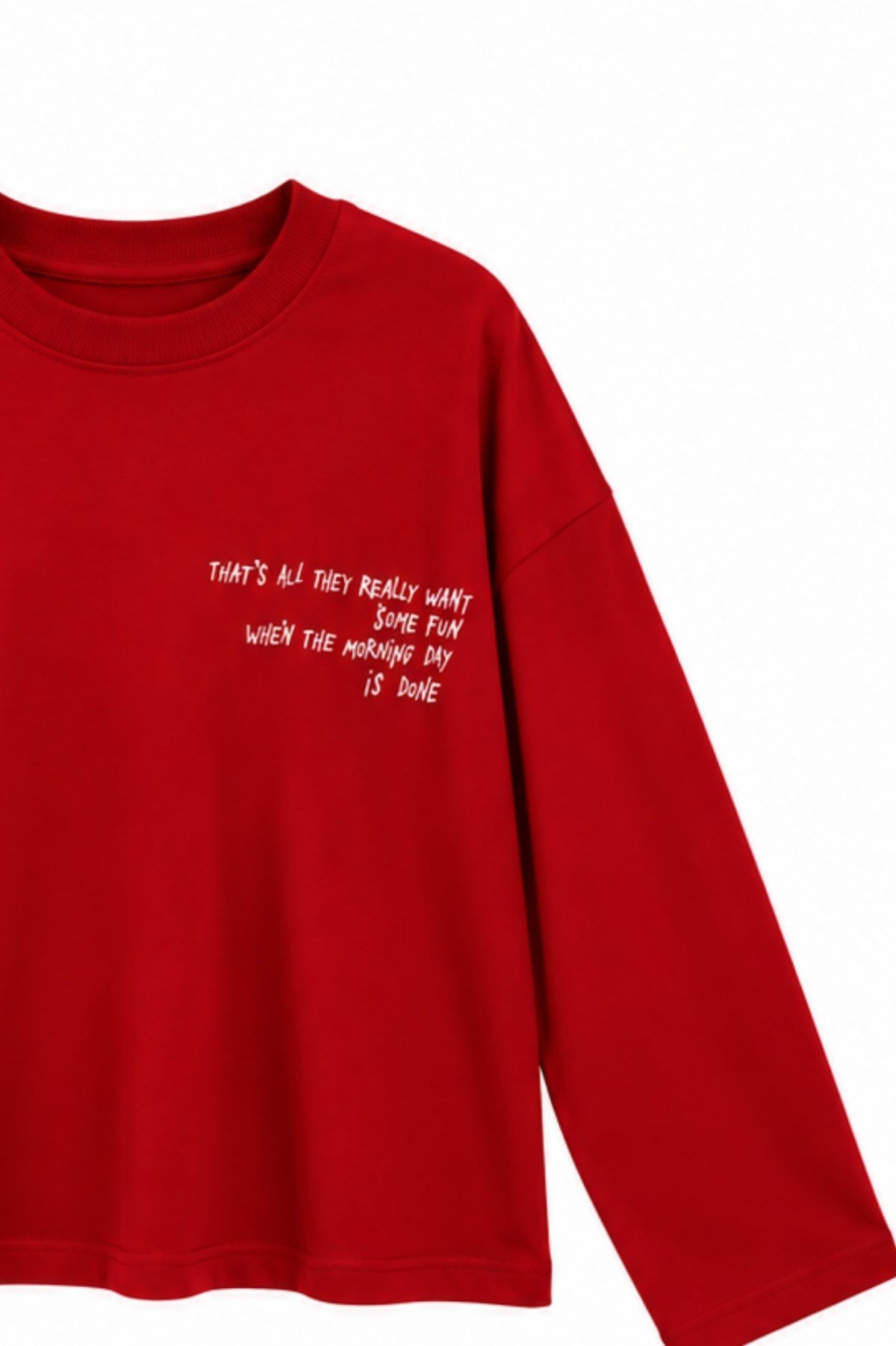 Yazılı Sweat Kırmızı