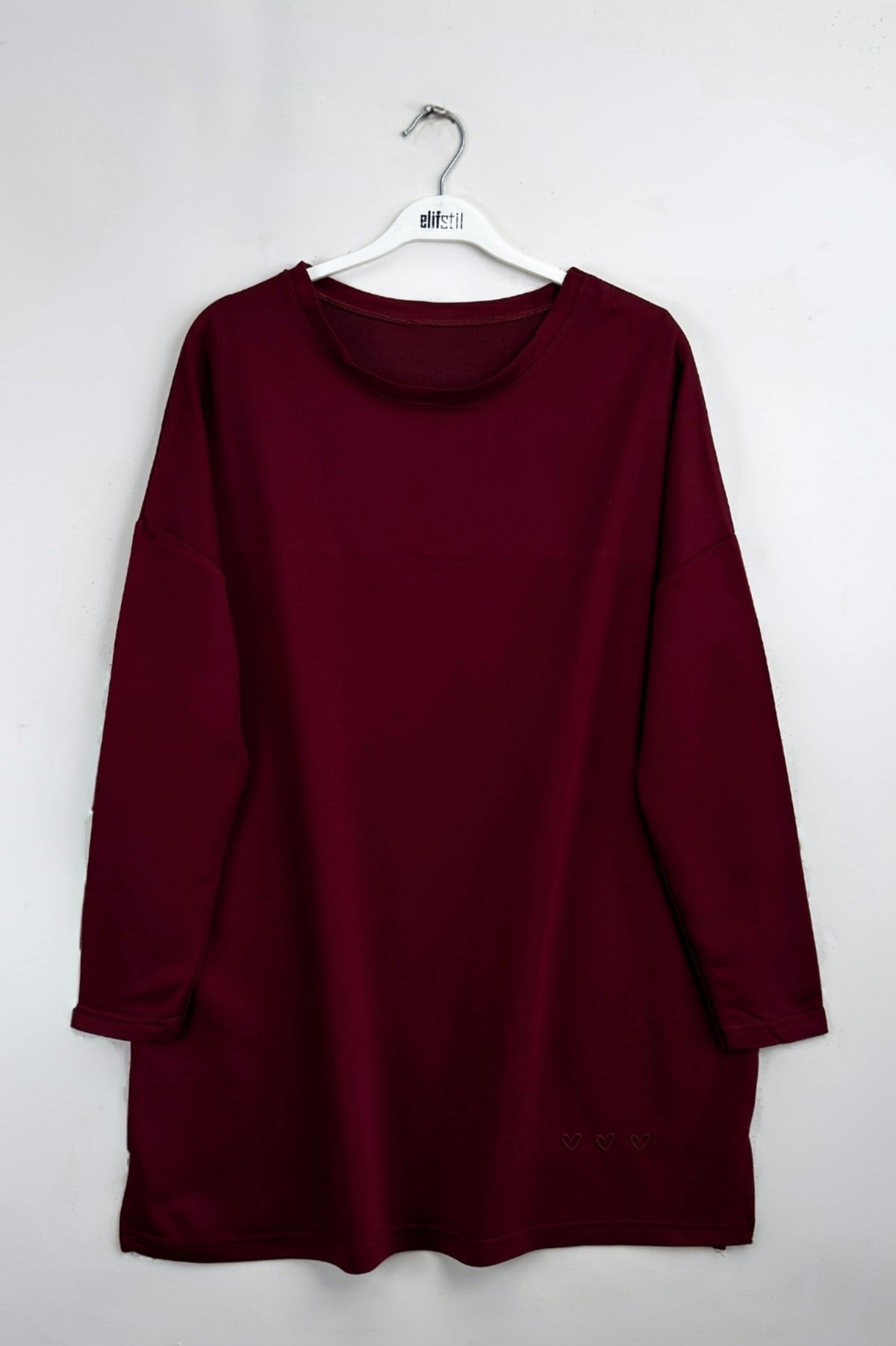 Yırtmaçlı Basıc Tunik Bordo 