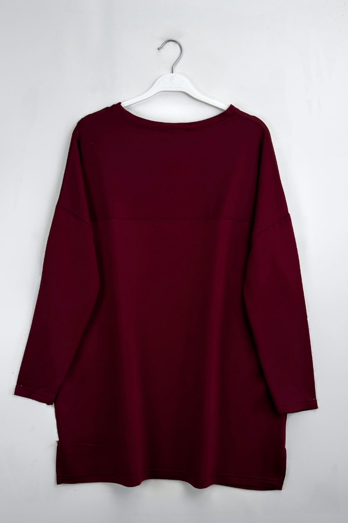 Yırtmaçlı Basıc Tunik Bordo 